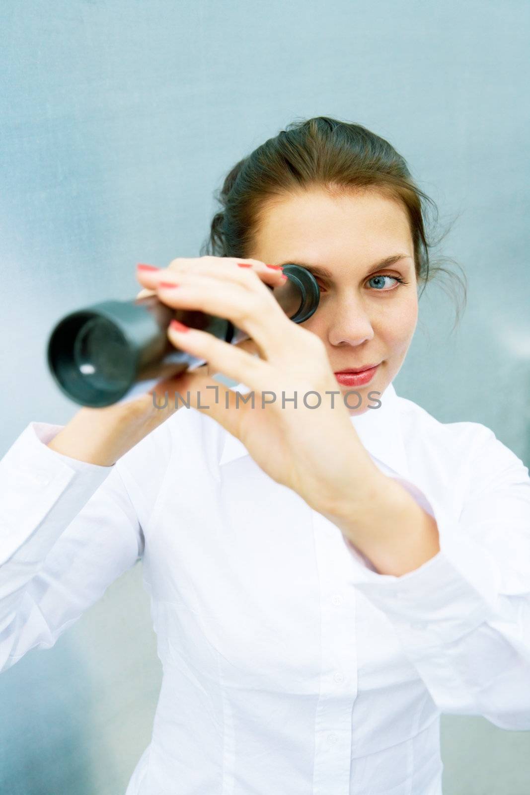 Young Woman with Telescope by Luminis