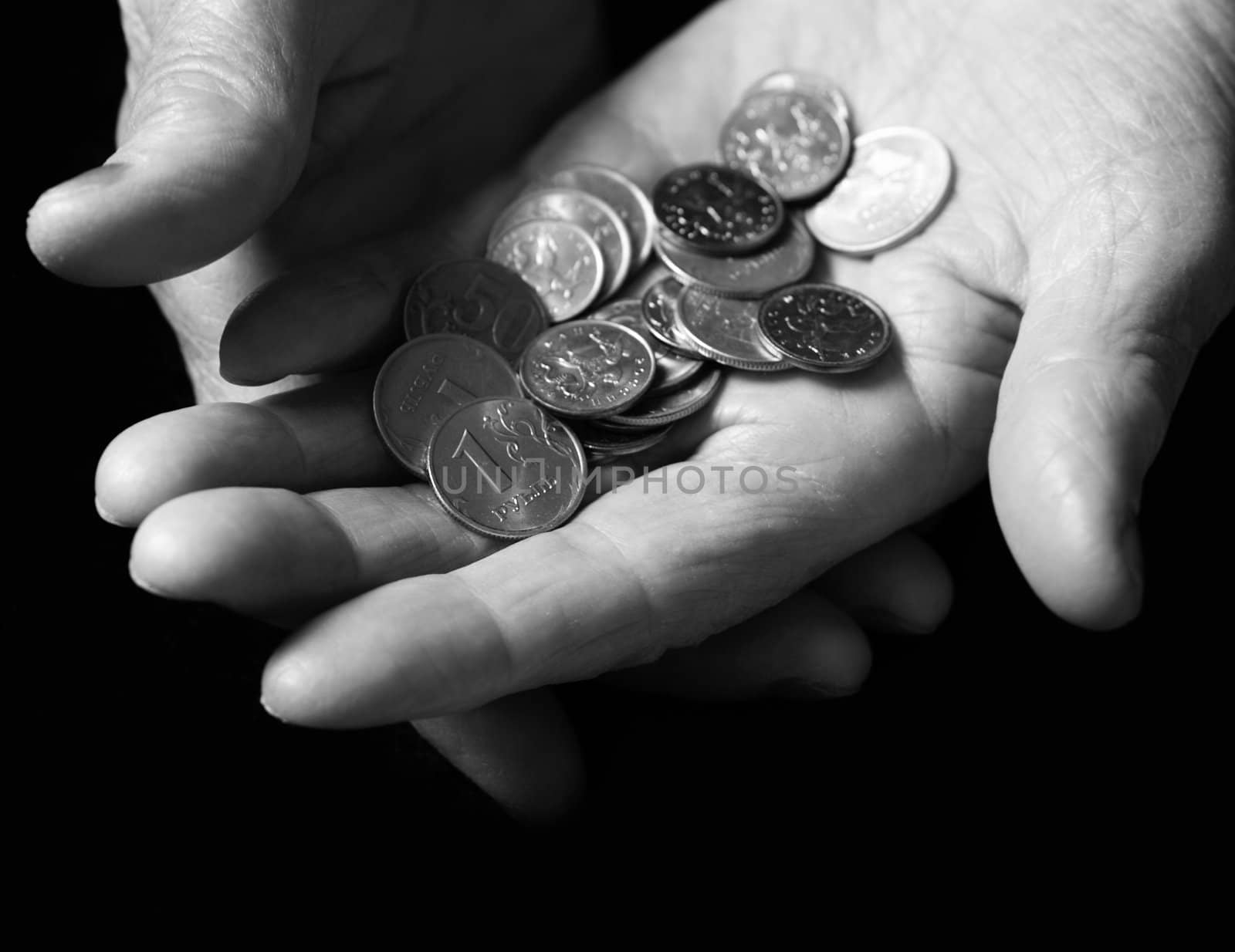 special black and white photo f/x, focus point on money(selective)