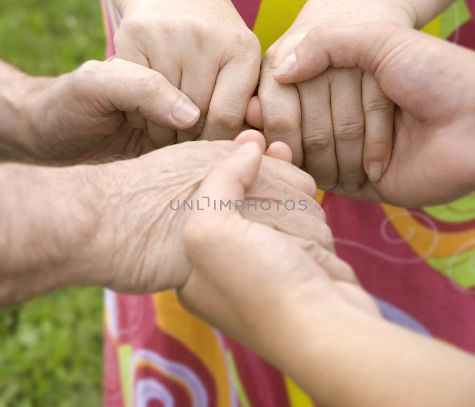 family concept (focus point on hands of the woman)