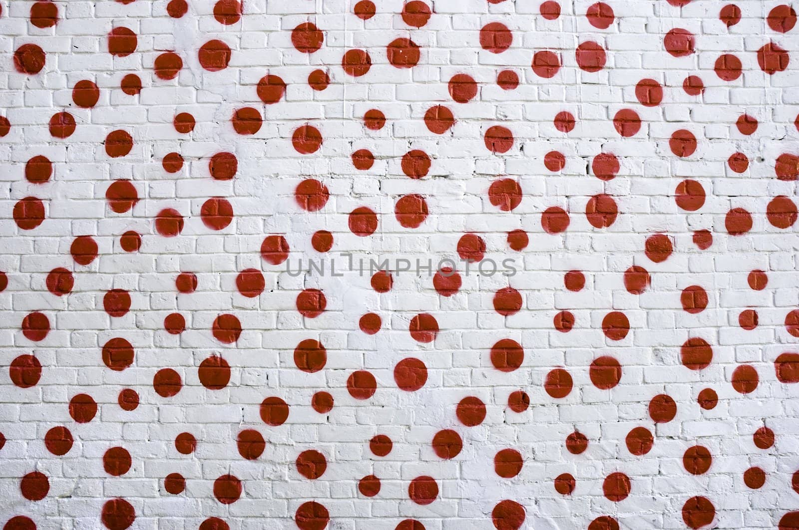red circles on bricks, special toned ,focus point on center