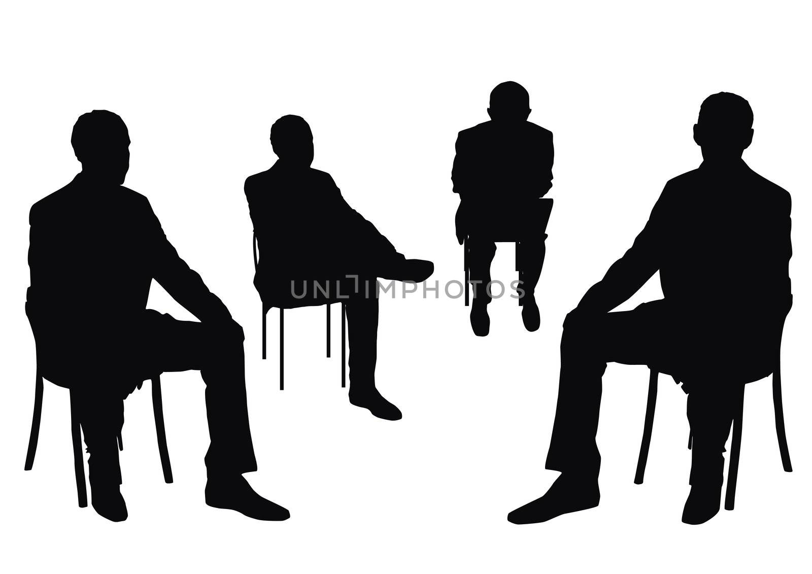 some people on the chair on the white background
