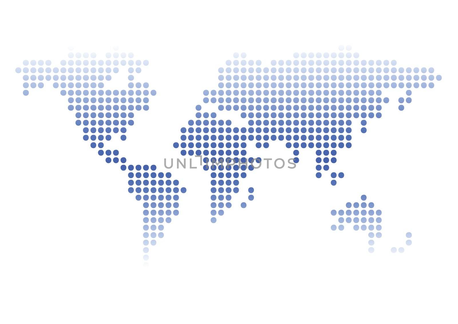 isolated abstract world-wide map, made form small circles