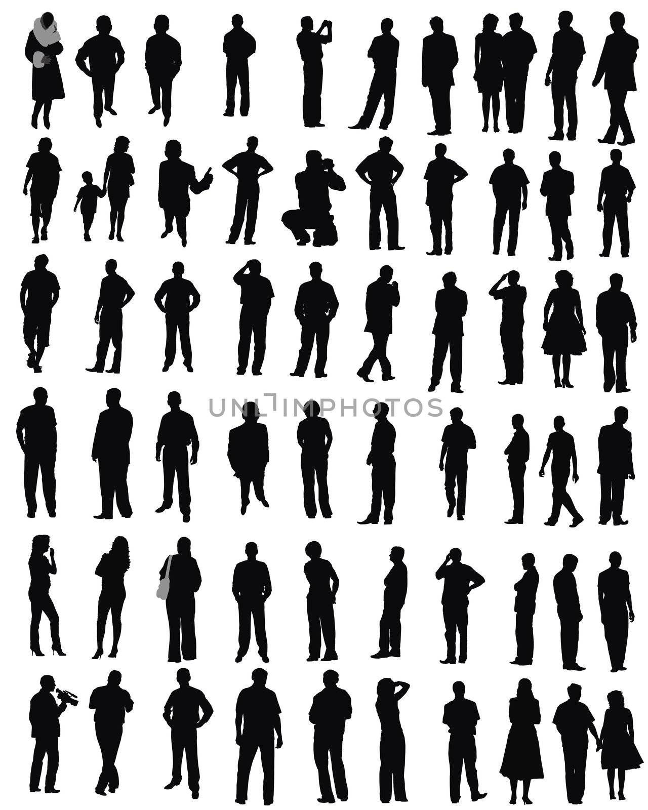 isolated silhouettes on the white background  ,all made from my photos