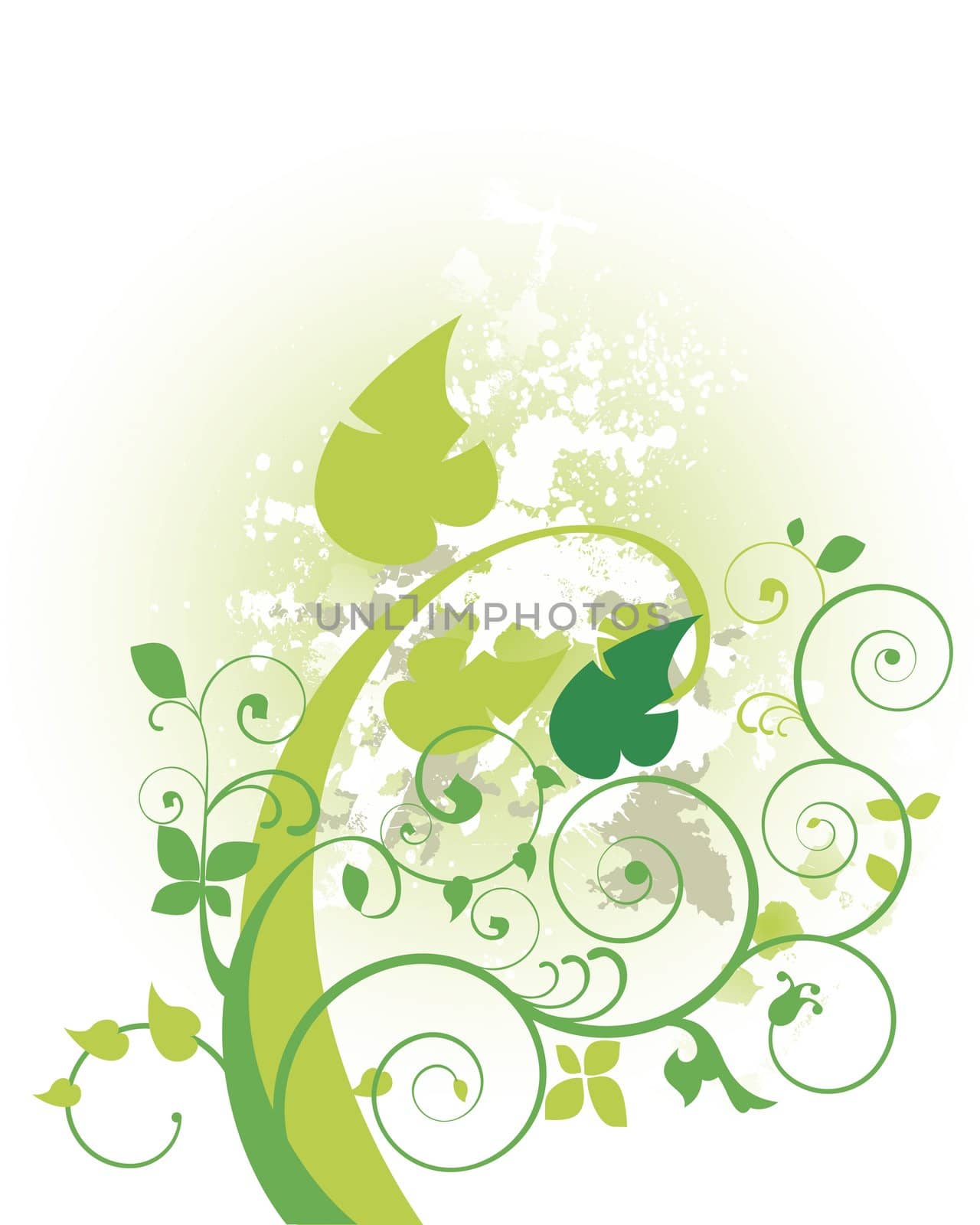 nature background with grunge design and green foliage and leaves