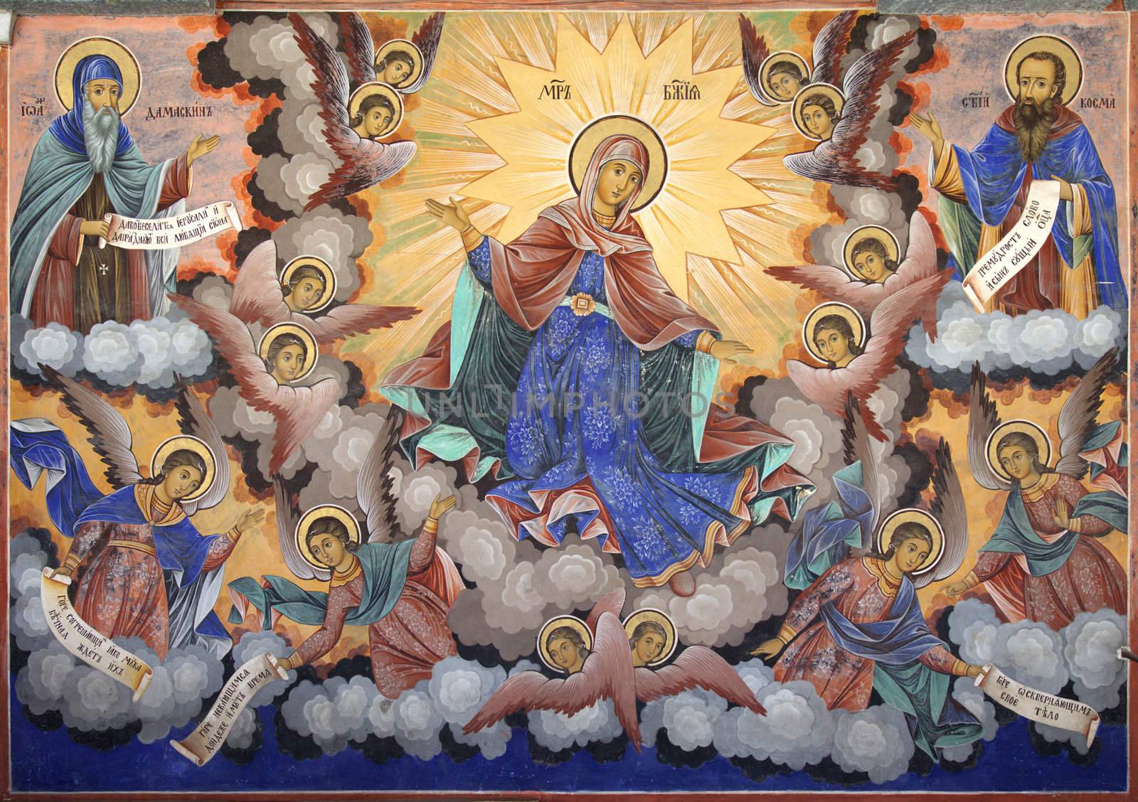 Holy Virgin Rila monastery fresco by vilevi