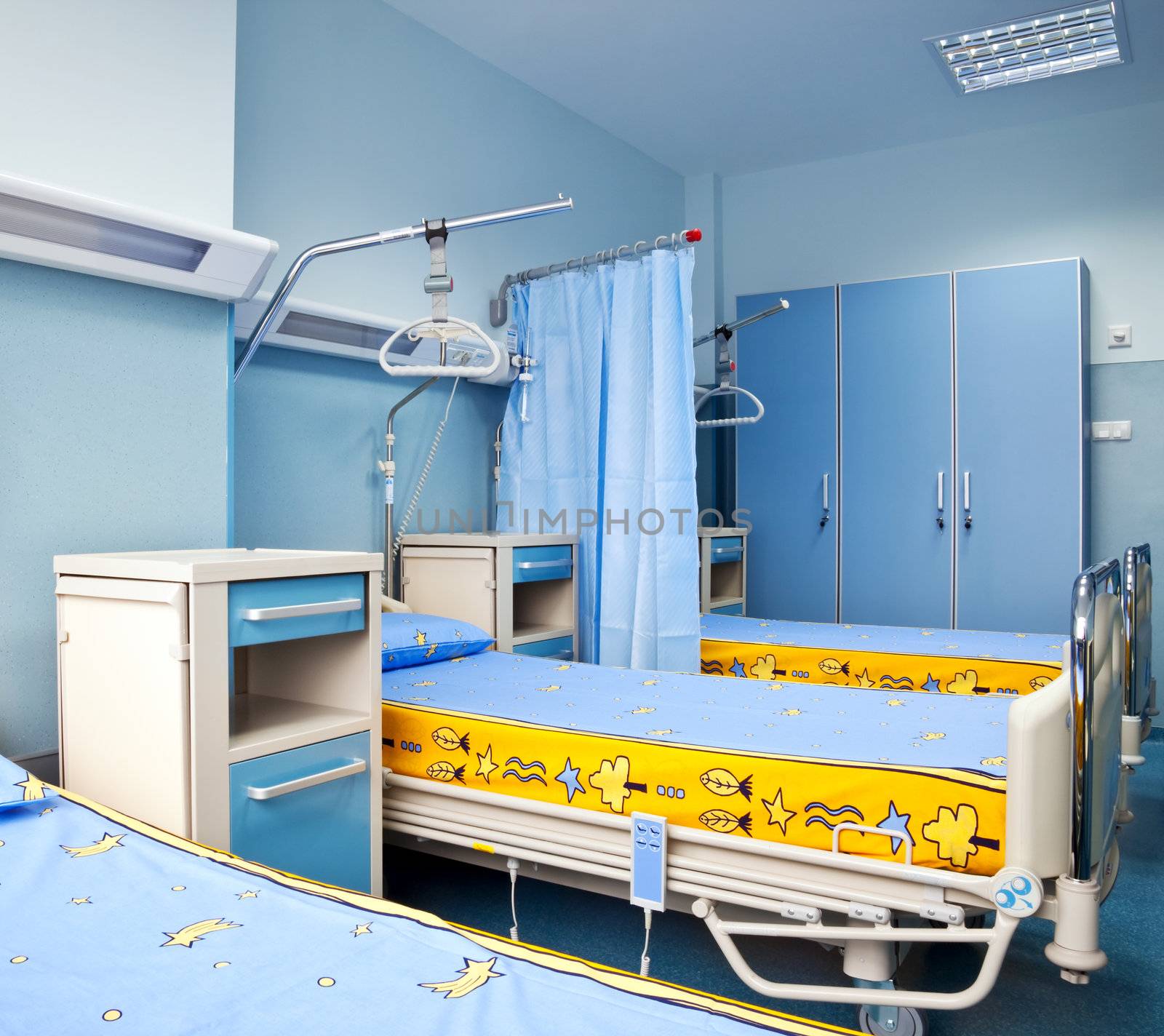 new and modern rehabilitation hospital chamber with beds