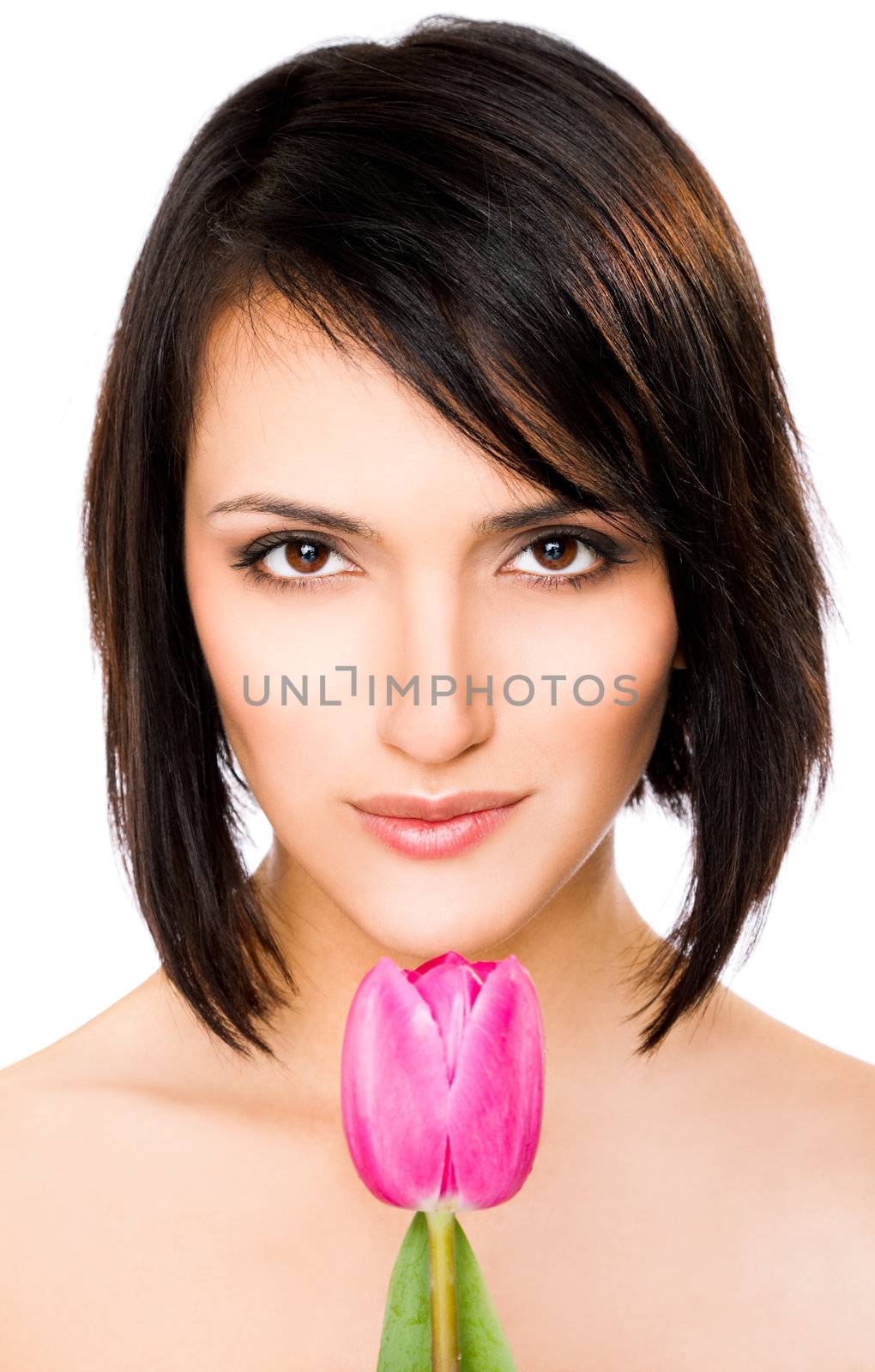 Woman holding a tulip by vilevi