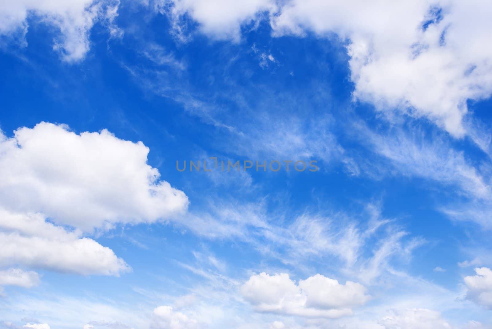 summer clouds in windy day, special photo toned f/x, focus on center