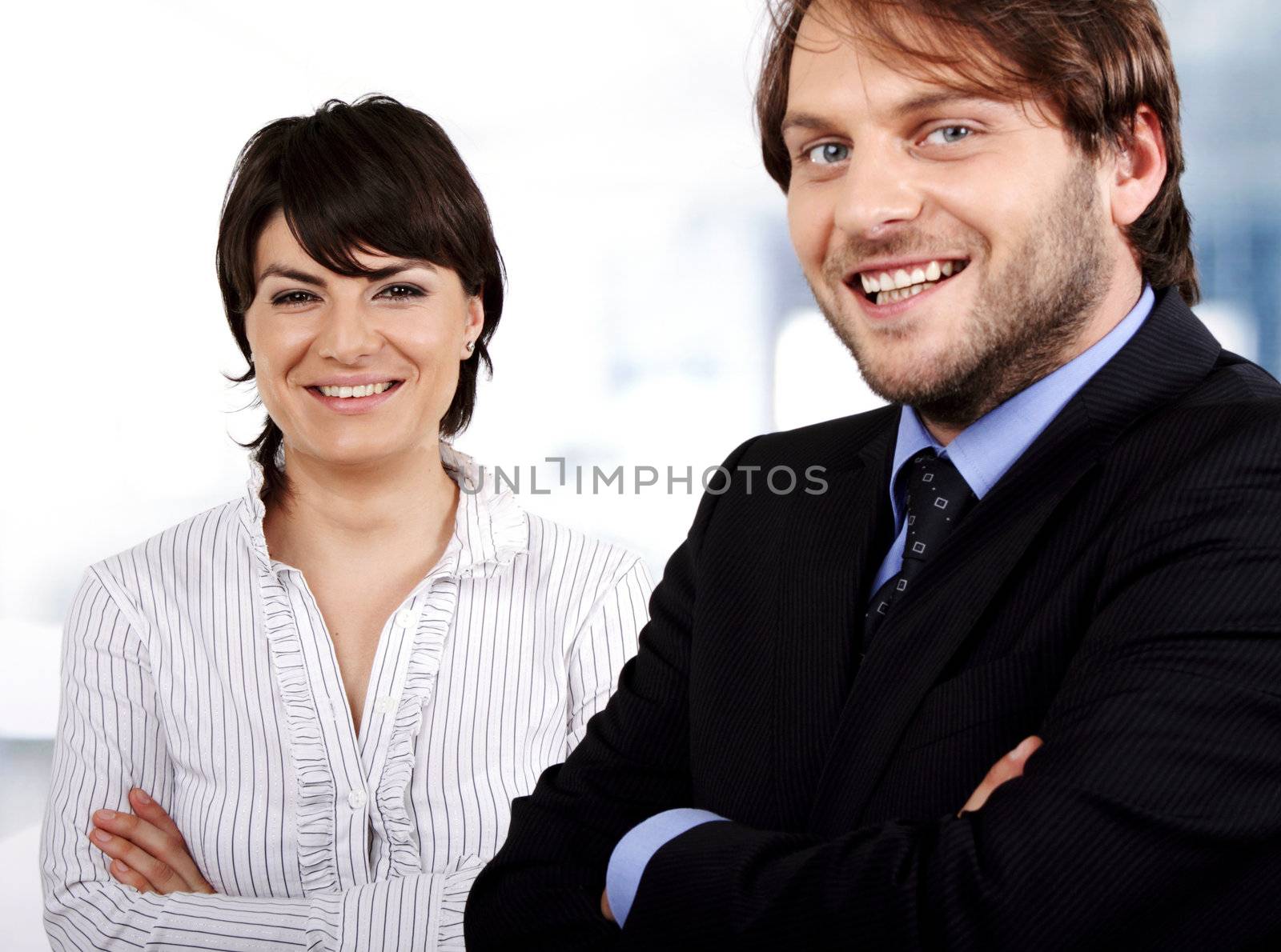 two smiling business people