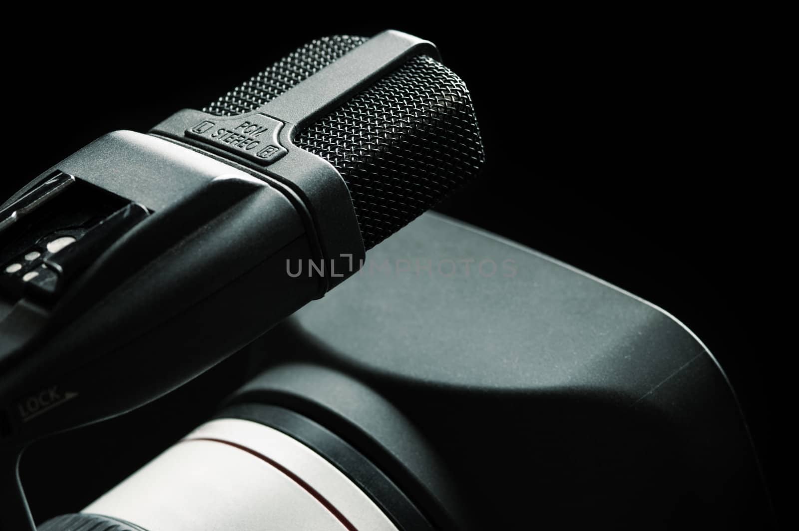 special toned photo f/x, selective focus on microphone