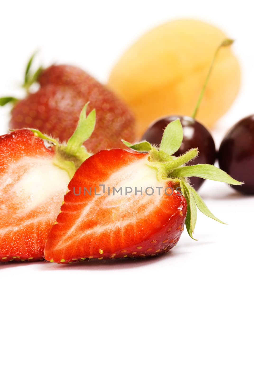 food close-up isolated on white background (focus selective on nearest part)