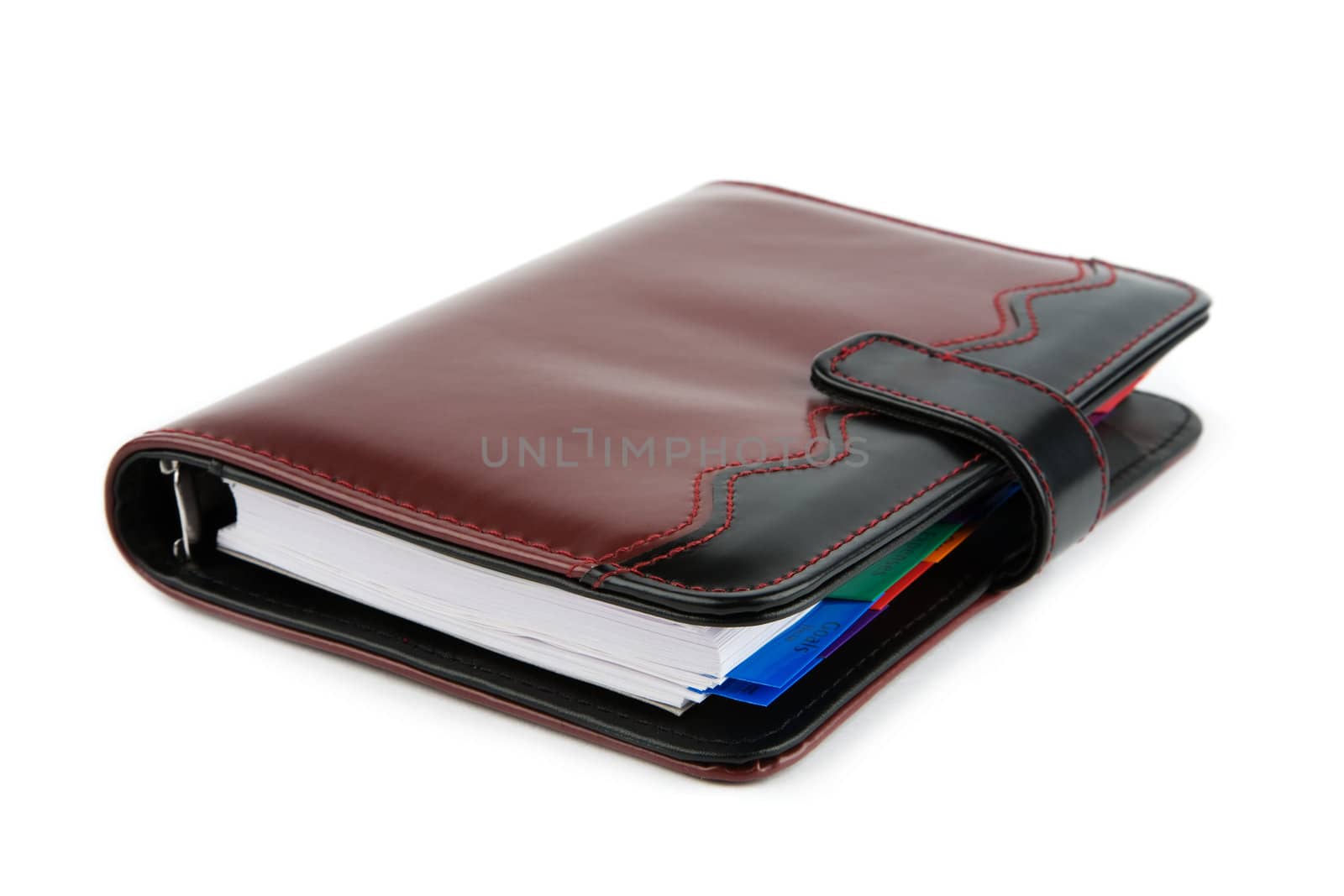 personal organizer isolated on white background, focus point on nearest part