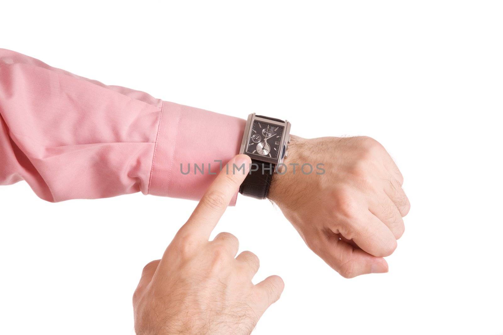 business concept with hands of businessman, isolated on white background