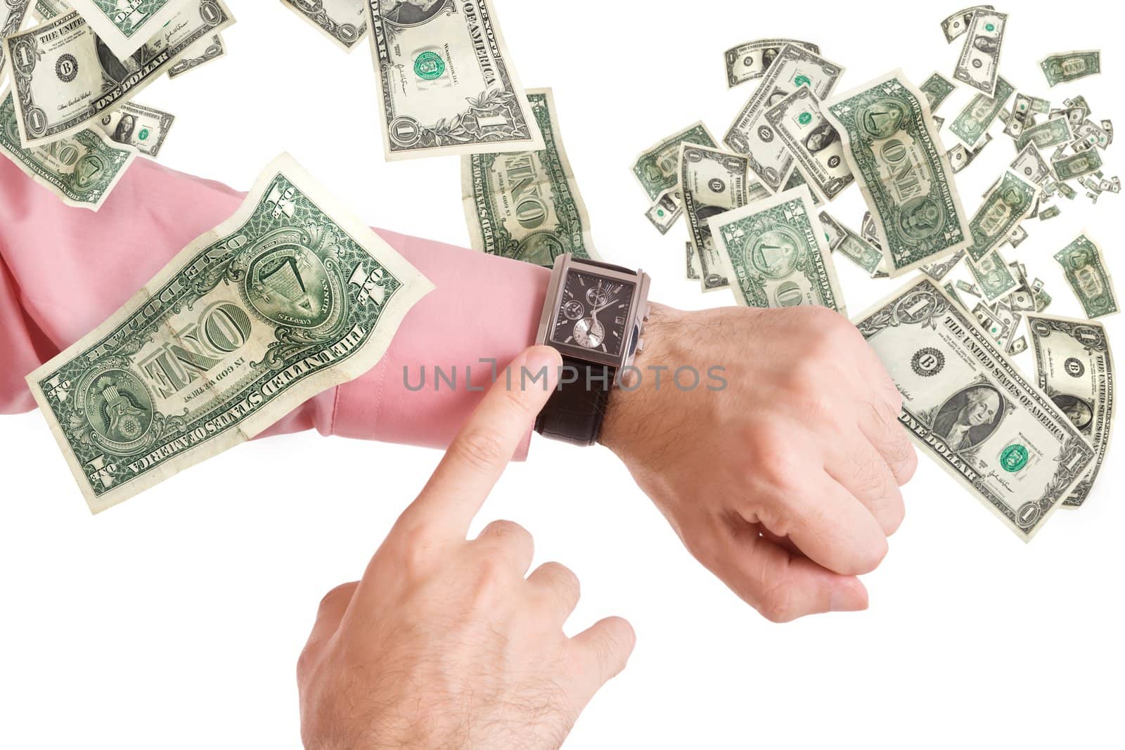 business concept with hands of businessman, isolated on white background