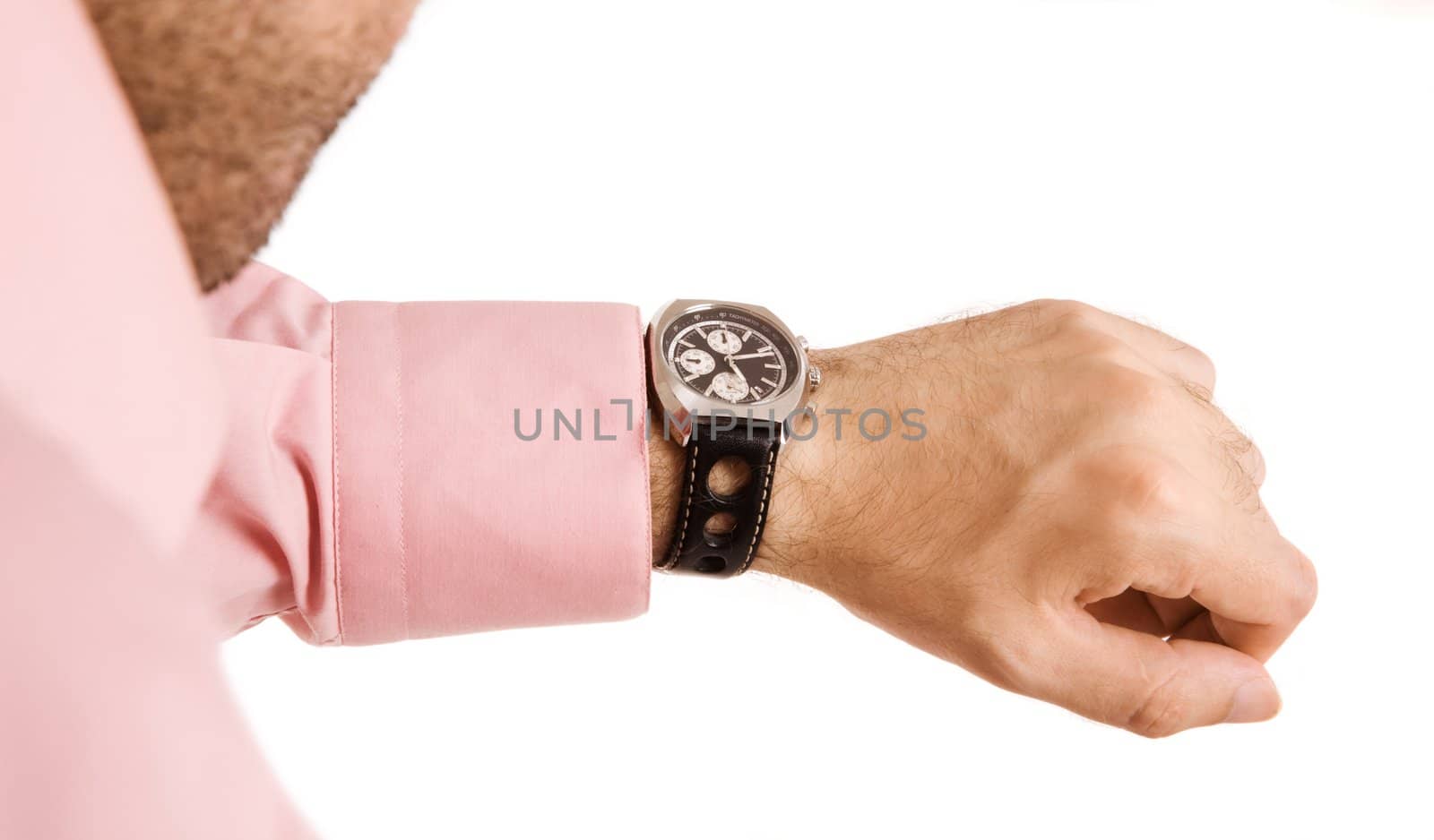 business concept with hand of man isolated on white background