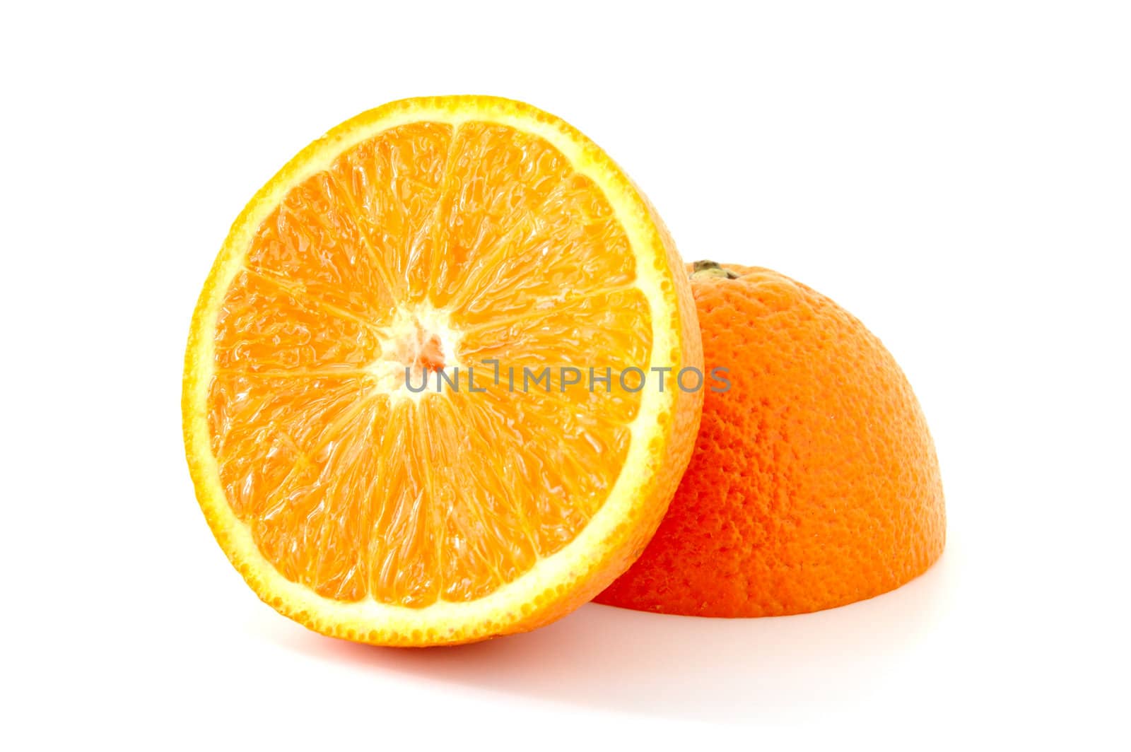 Few juicy oranges on verwhite (not isolated) background.