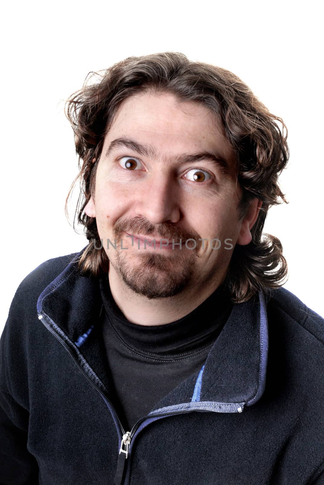 young casual man portrait in white background