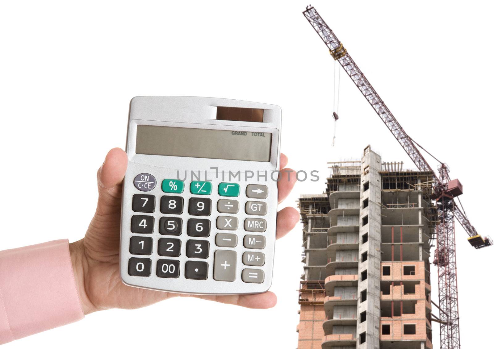 invest in building (business concept ) isolated on white background, made from my images