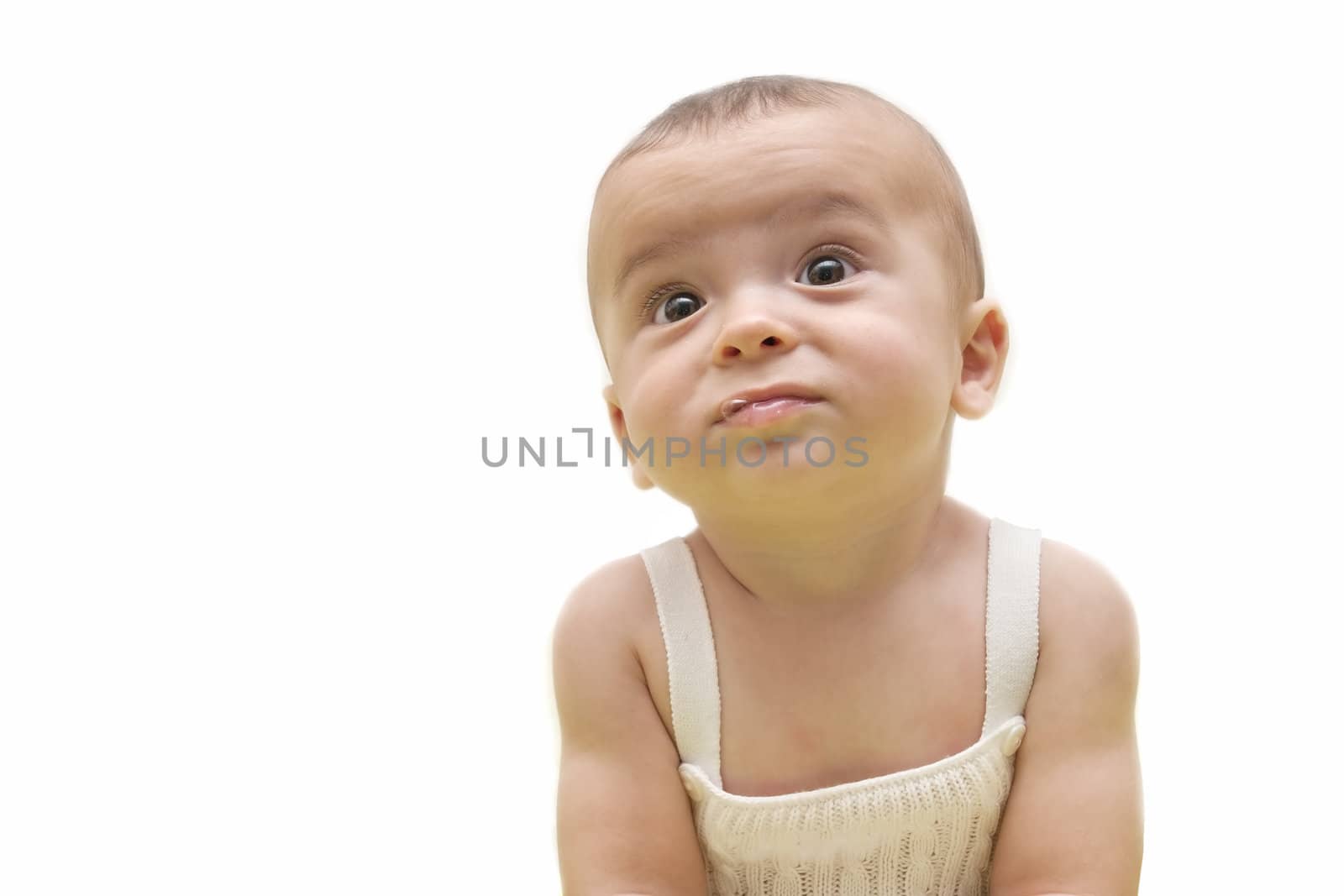 portrait of a beautiful baby isolated on white background
