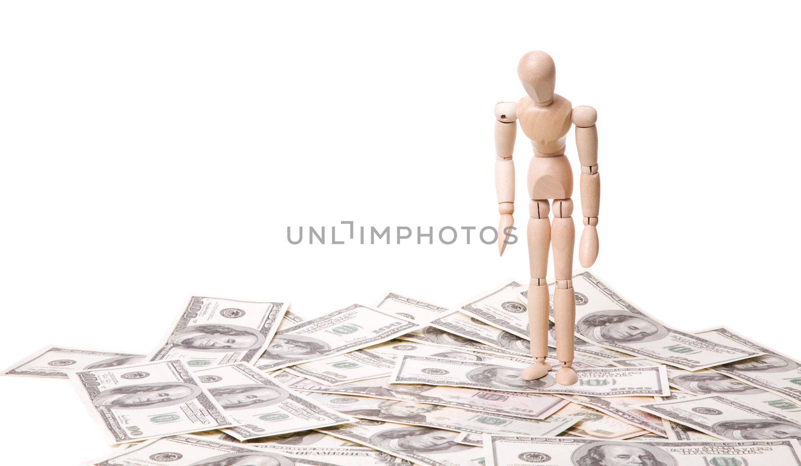 isolated on white background, focus point on dummy