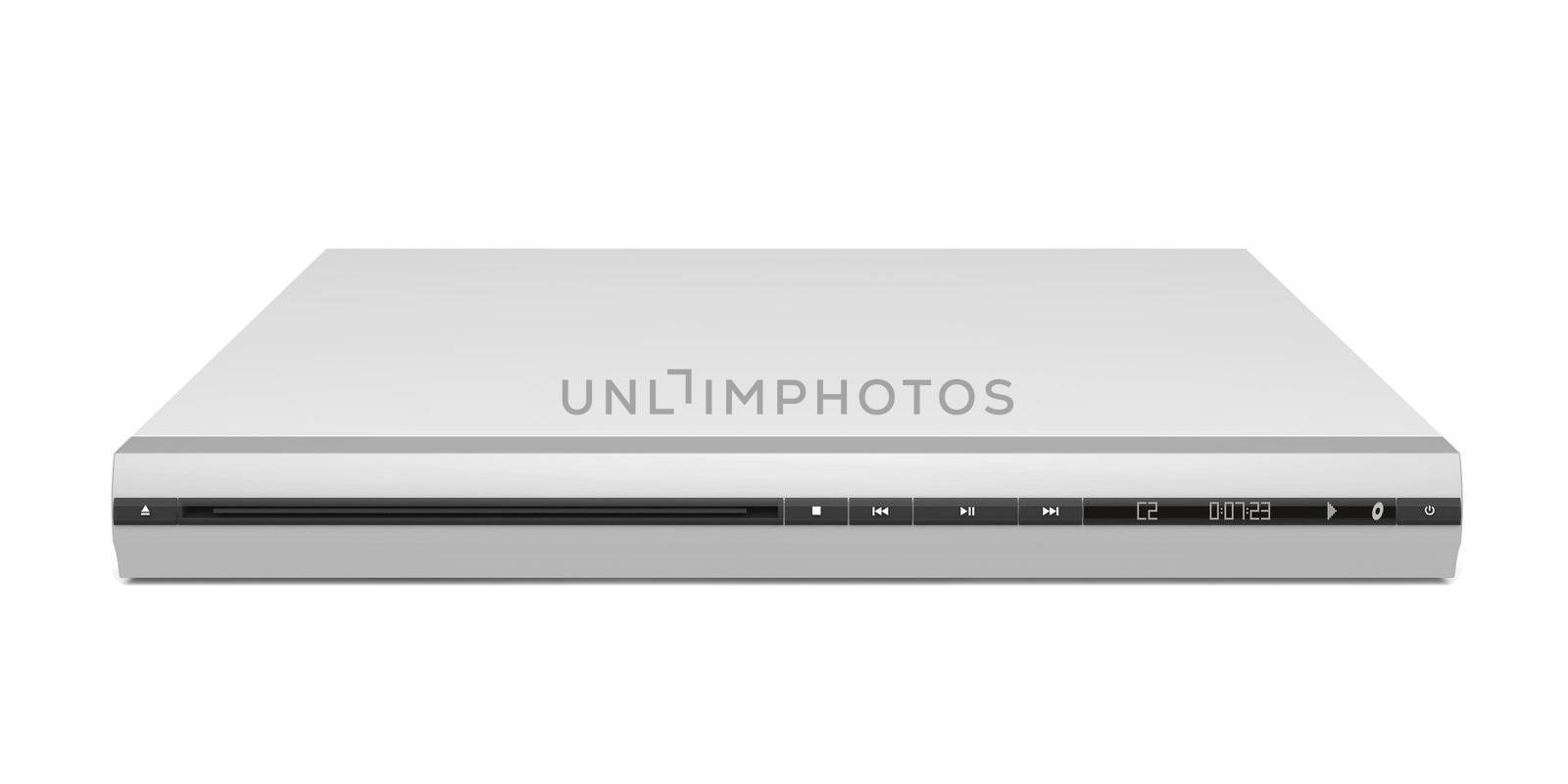 Front view of DVD player on white background