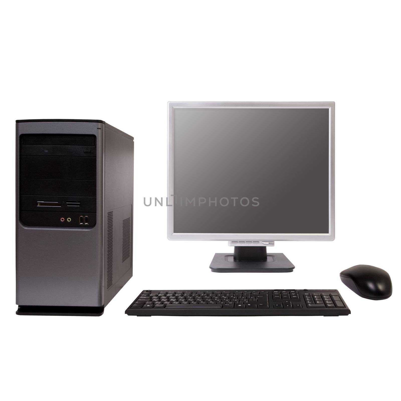 workstation isolated on white background, made from my images and photos