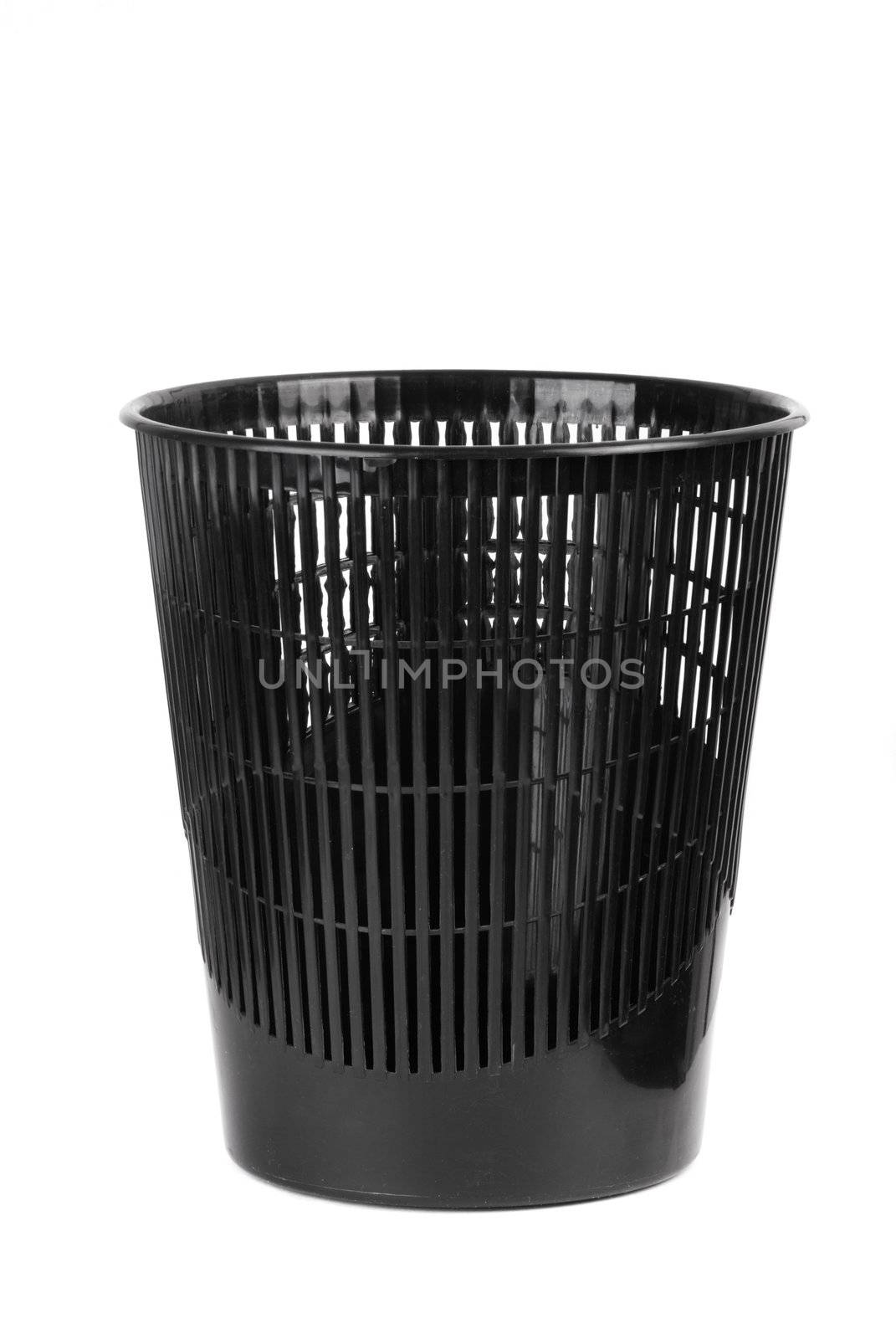 black object isolated on white background, focus point on nearest part