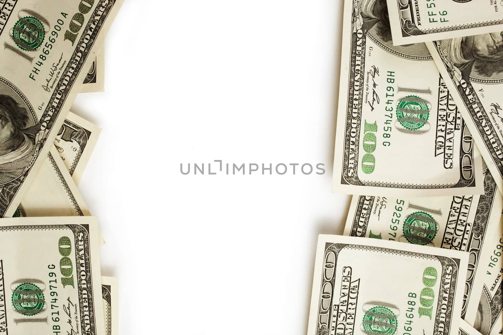 money isolated on white background, selective focus