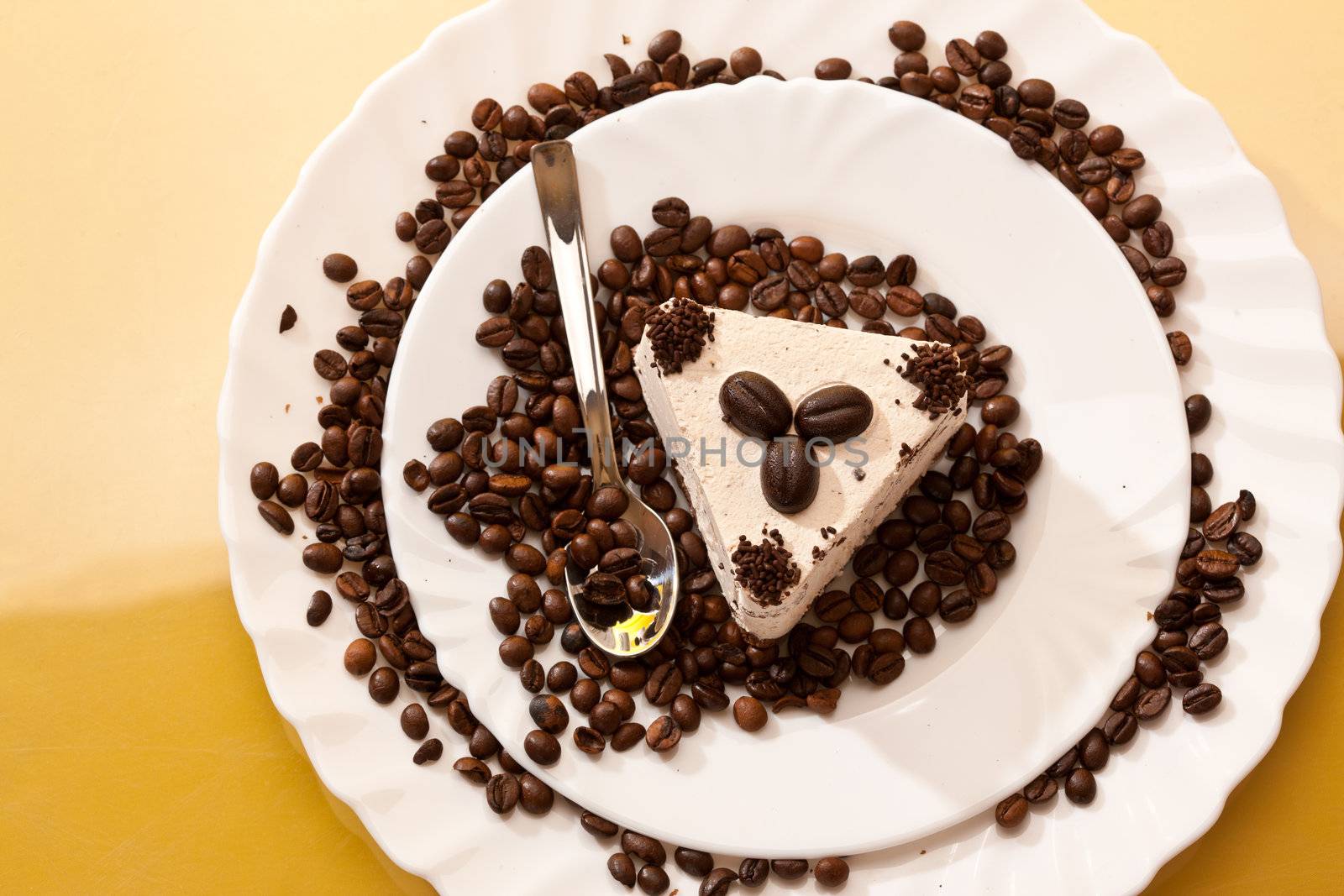 food series: sweet chocolate iced cake witht coffee