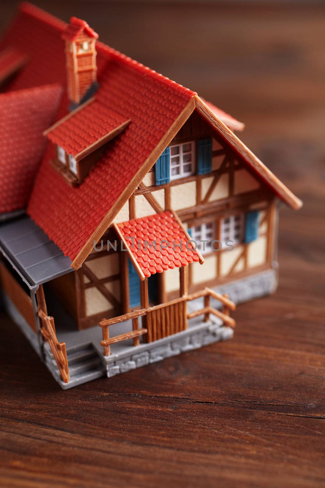 model of house, selective focus on nearest parts