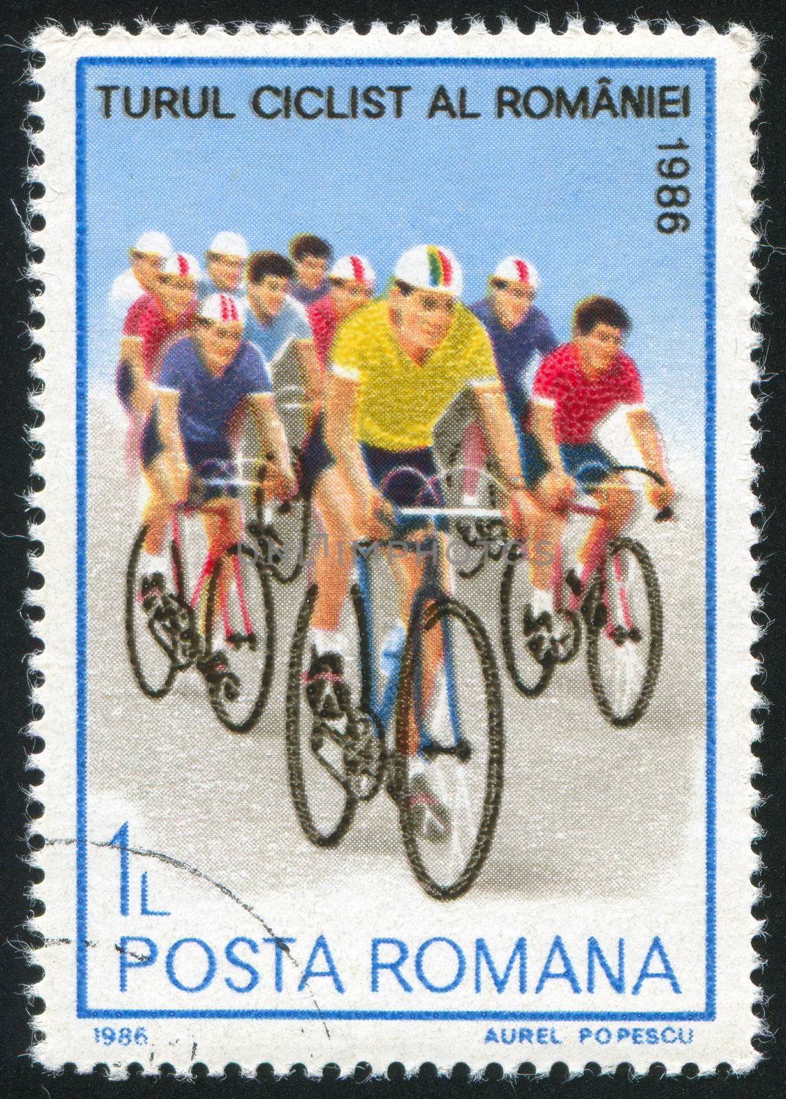 ROMANIA - CIRCA 1986: stamp printed by Romania, show Cycling, circa 1986.