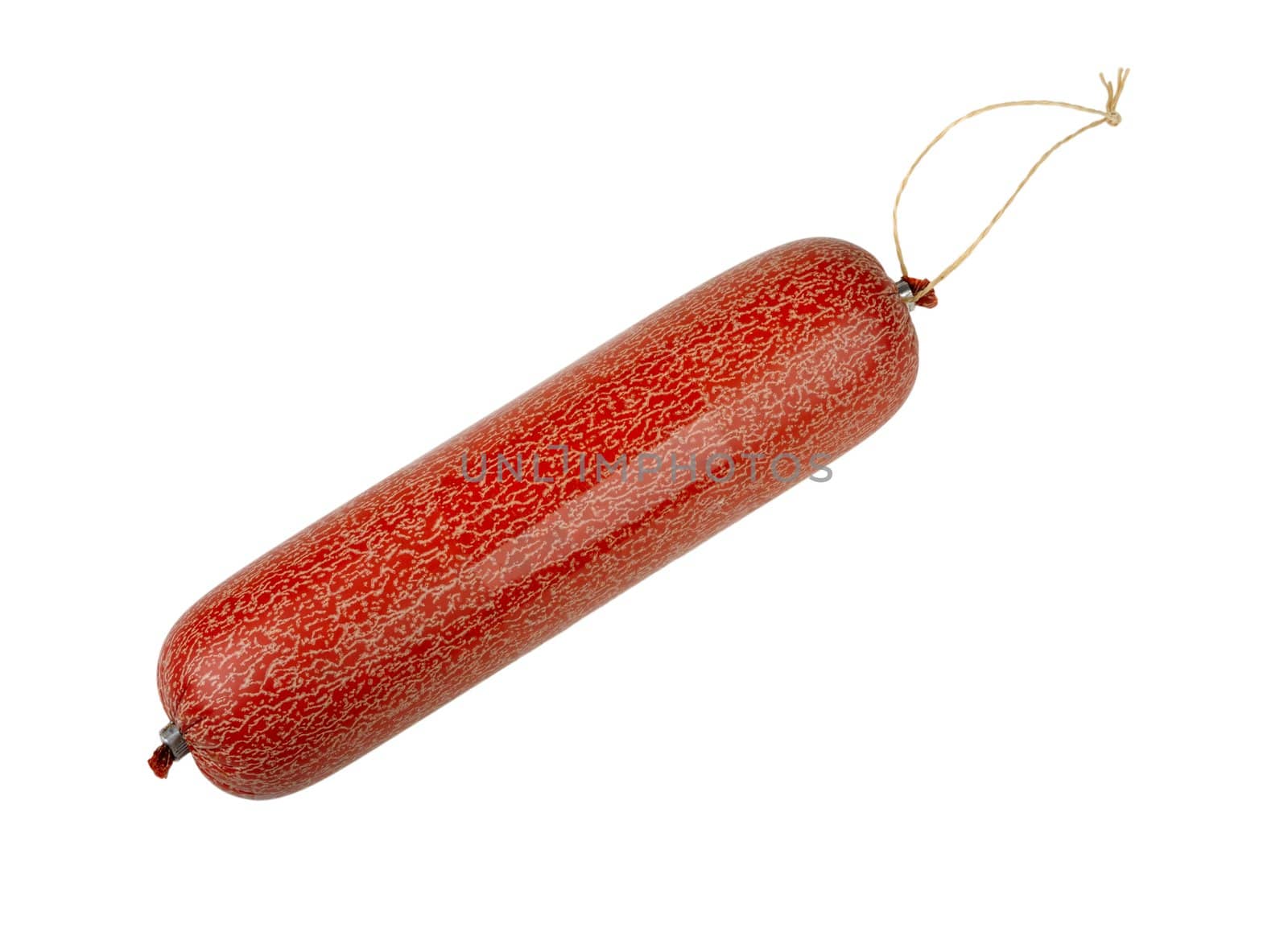 sausage in the artificial environment is isolated on a white background