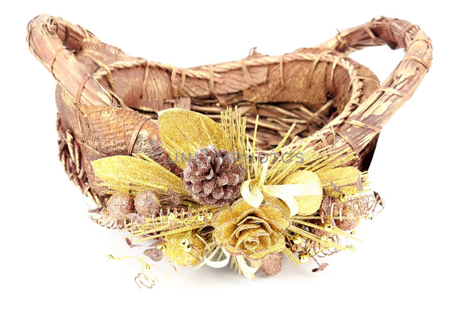 Christmas decorated basket