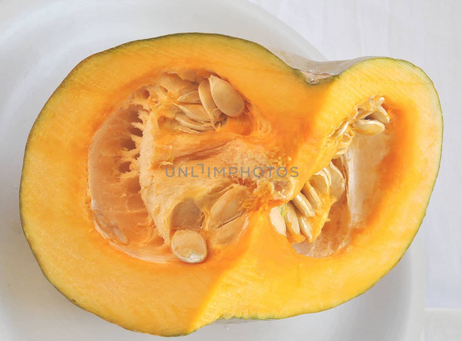 Detail of sliced pumpking squash vegetables food