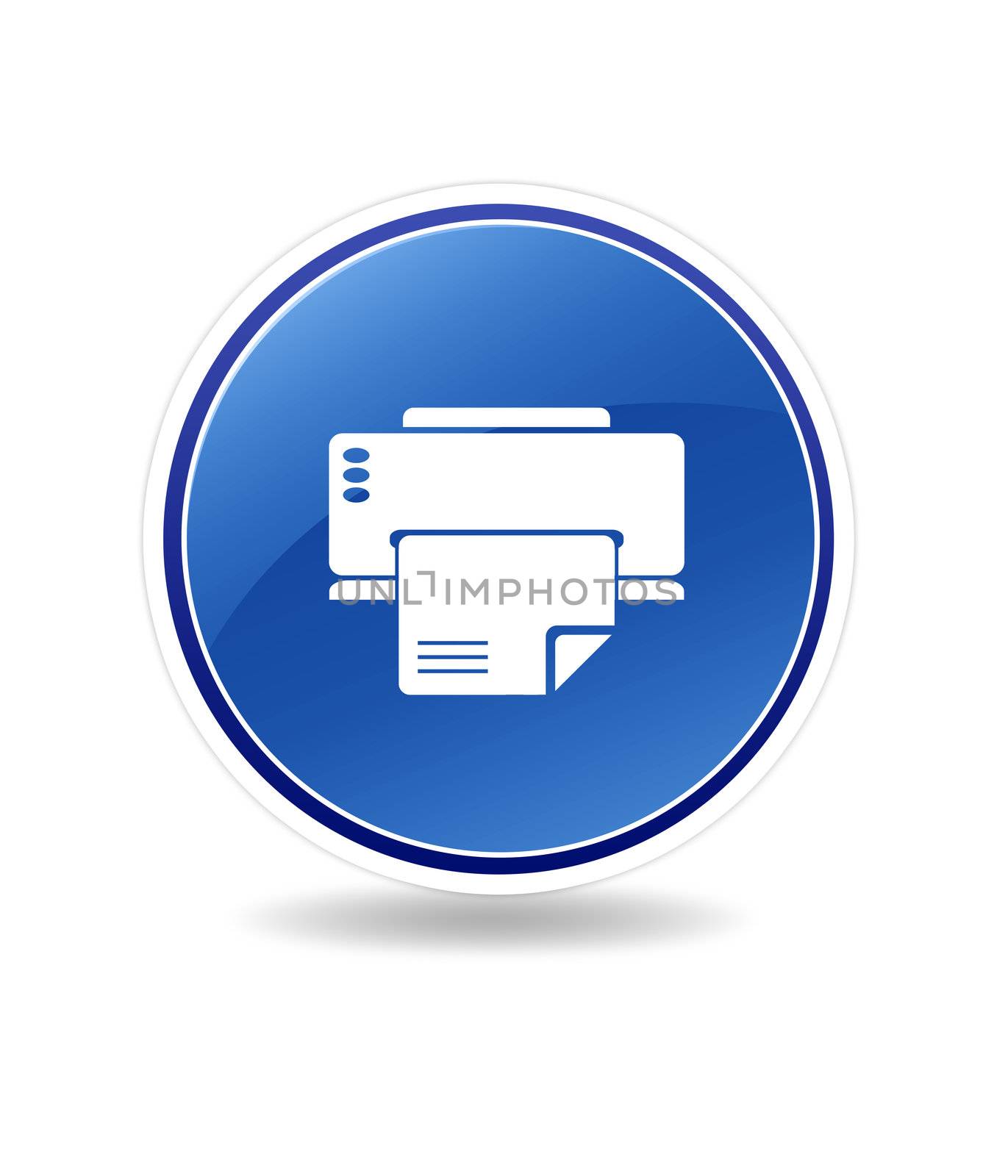 High resolution graphic of a print icon with printer clipart. 