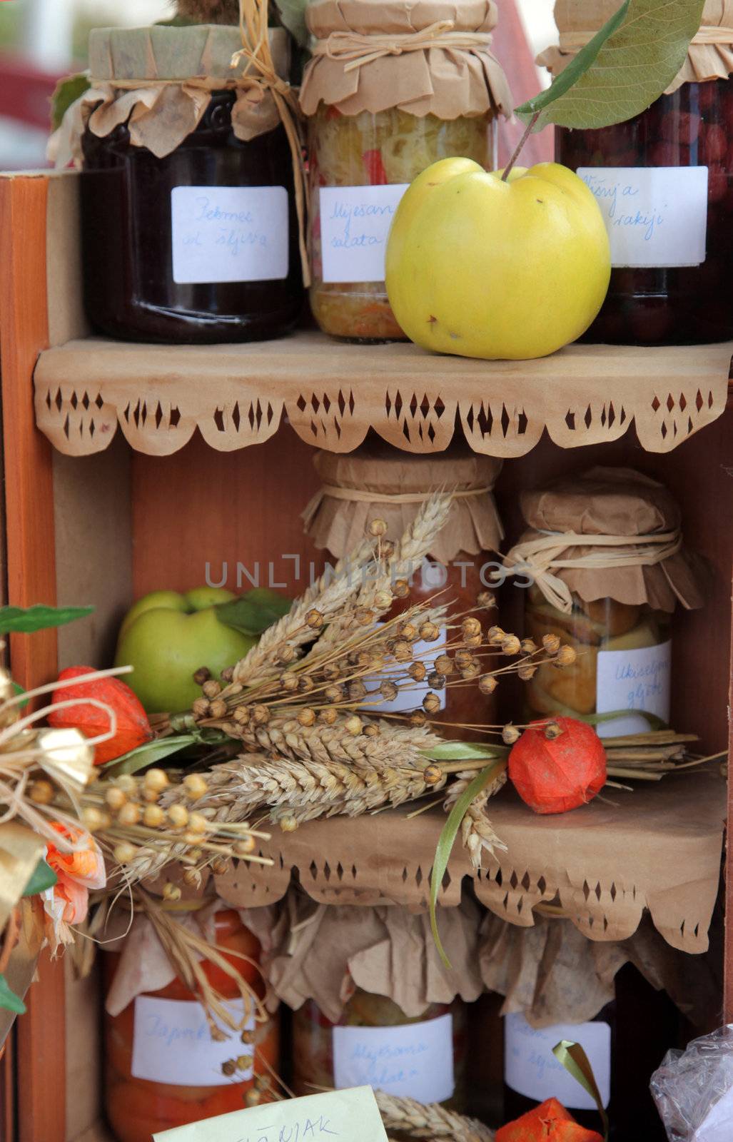 Shelf with homemade jam