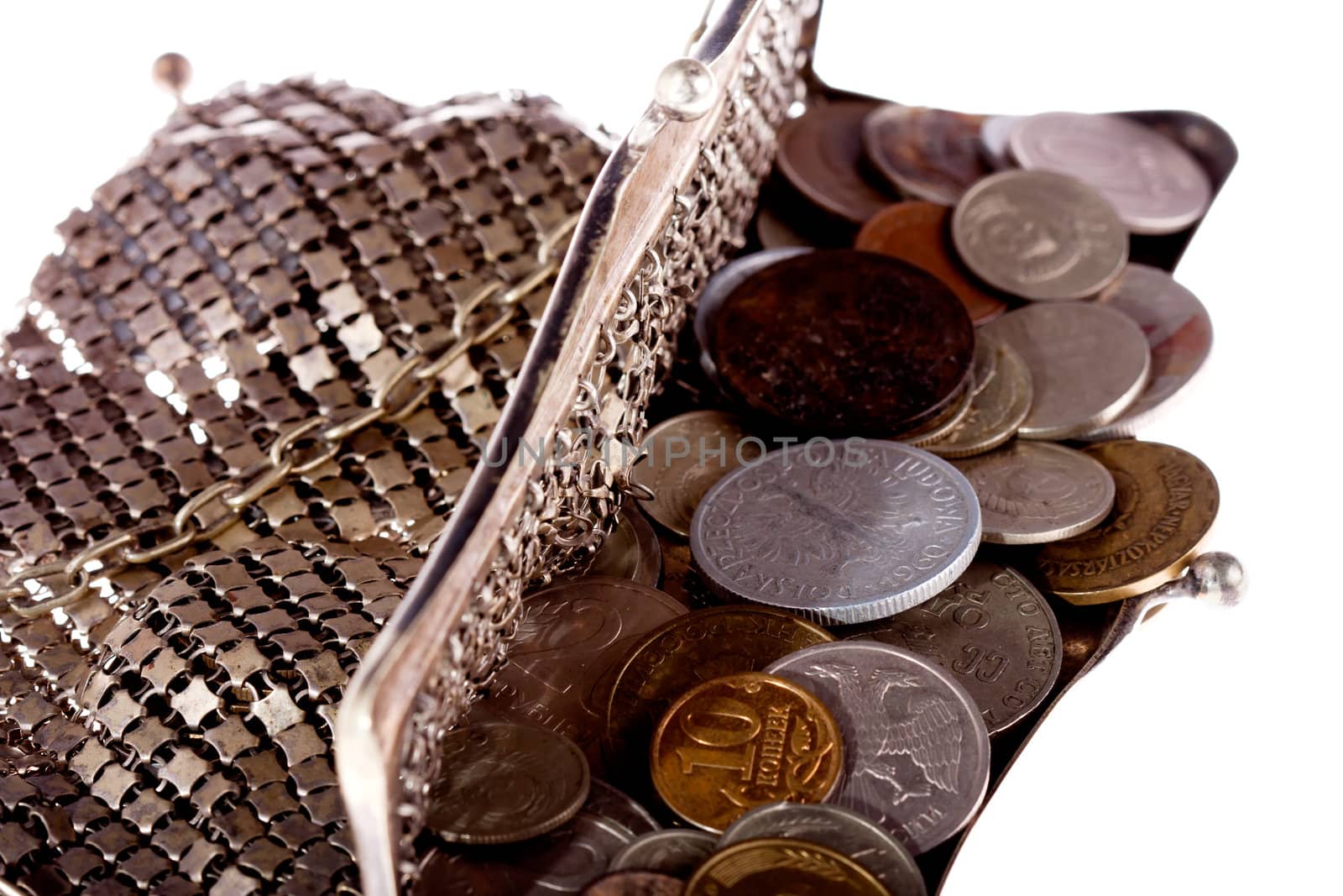 antique purse with old coins