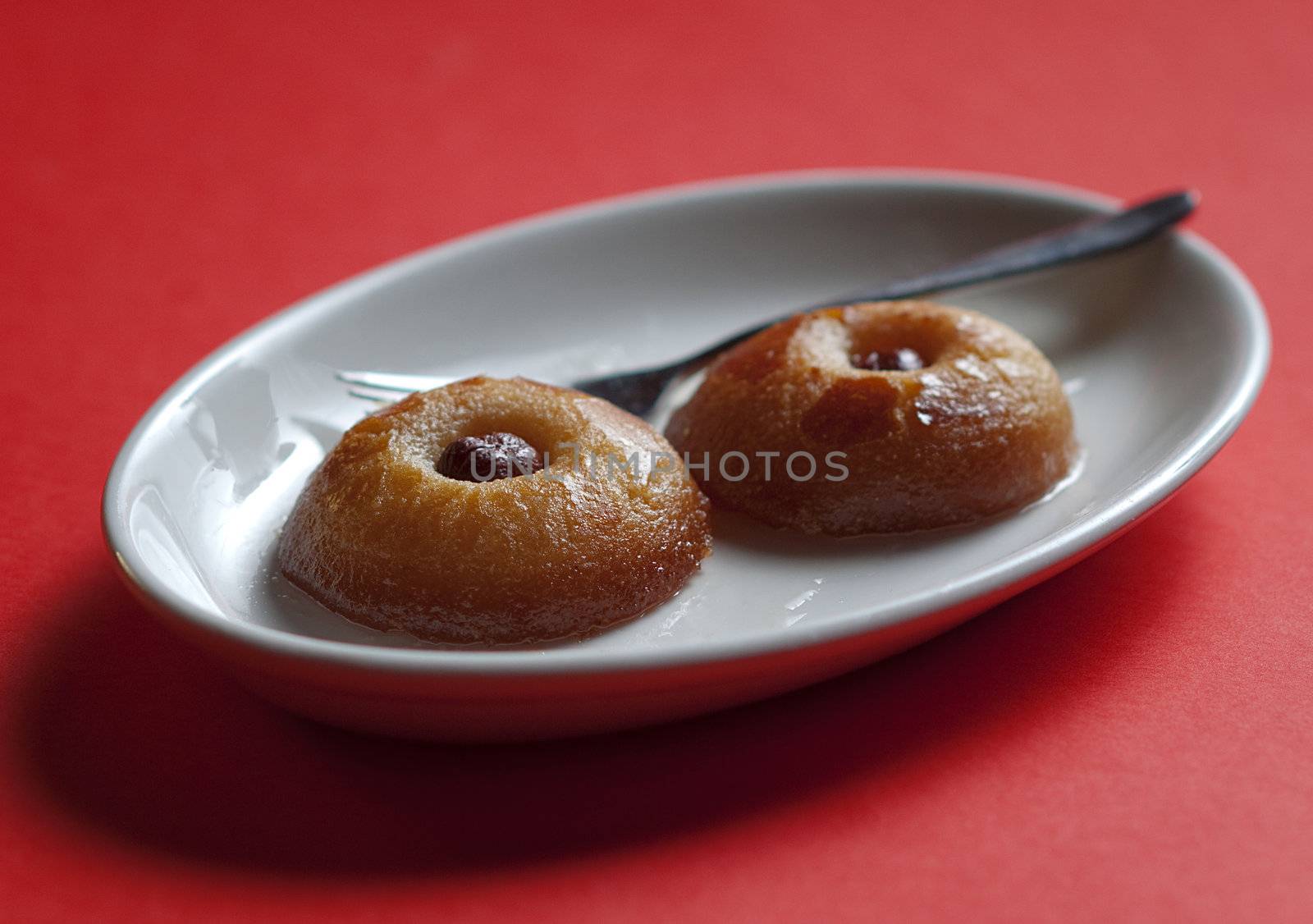 Traditional turkish sweet pastry served on white plate