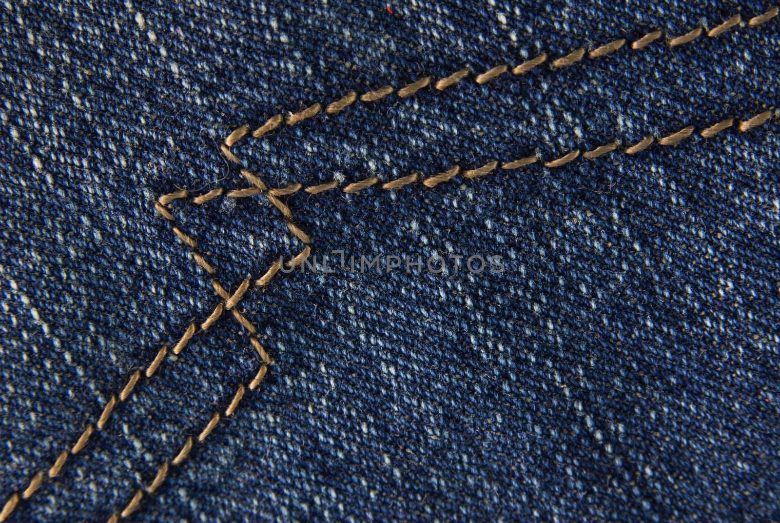 Blue denim jeans texture macro close up. Useful as background for design works.