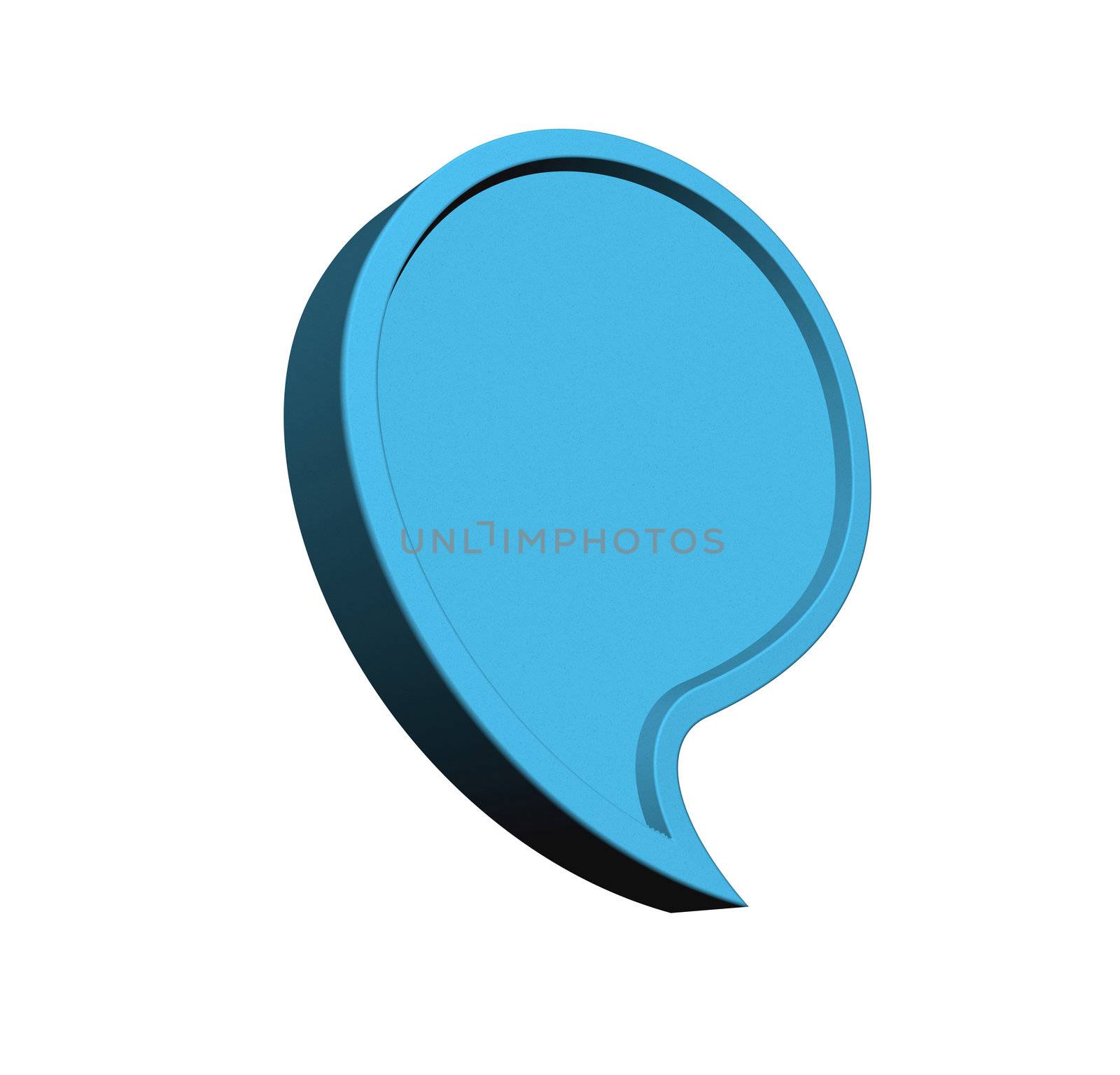 3D Sky blue dialogue bubble isolated on white background. Included clipping path, so you can easily cut it out and place over the top of your own design.