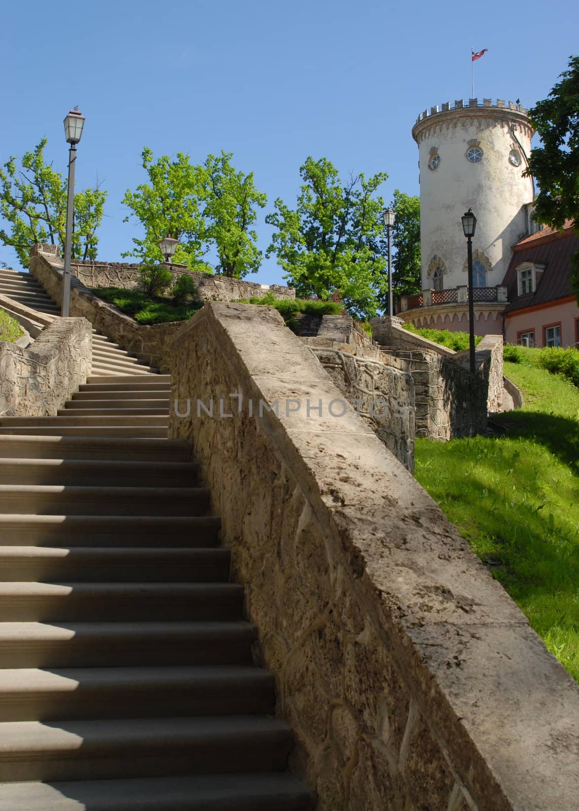 Stone stairs up to tower by photohaydar