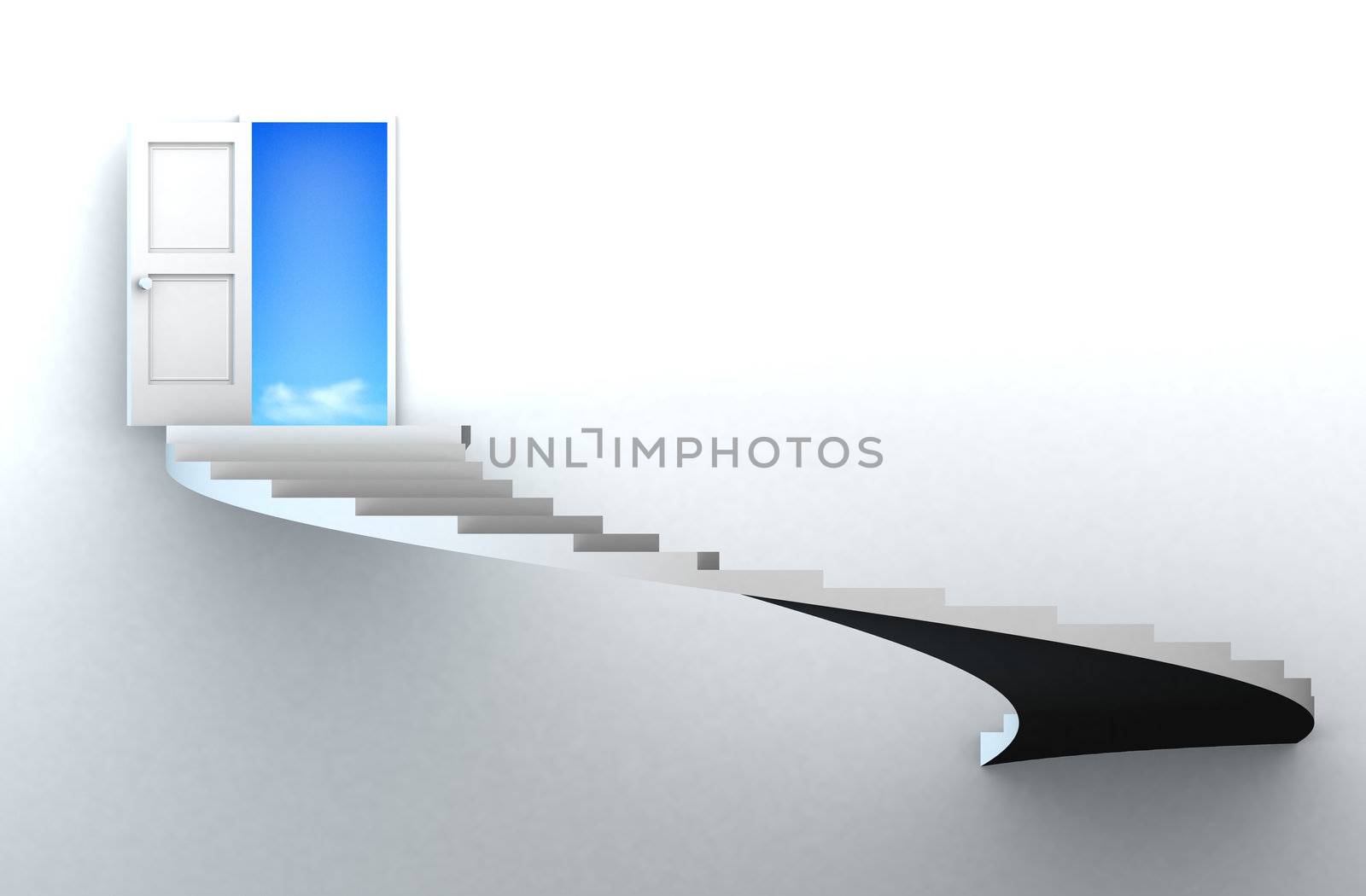 3D stairs up to clean sky with clipping path by cienpies