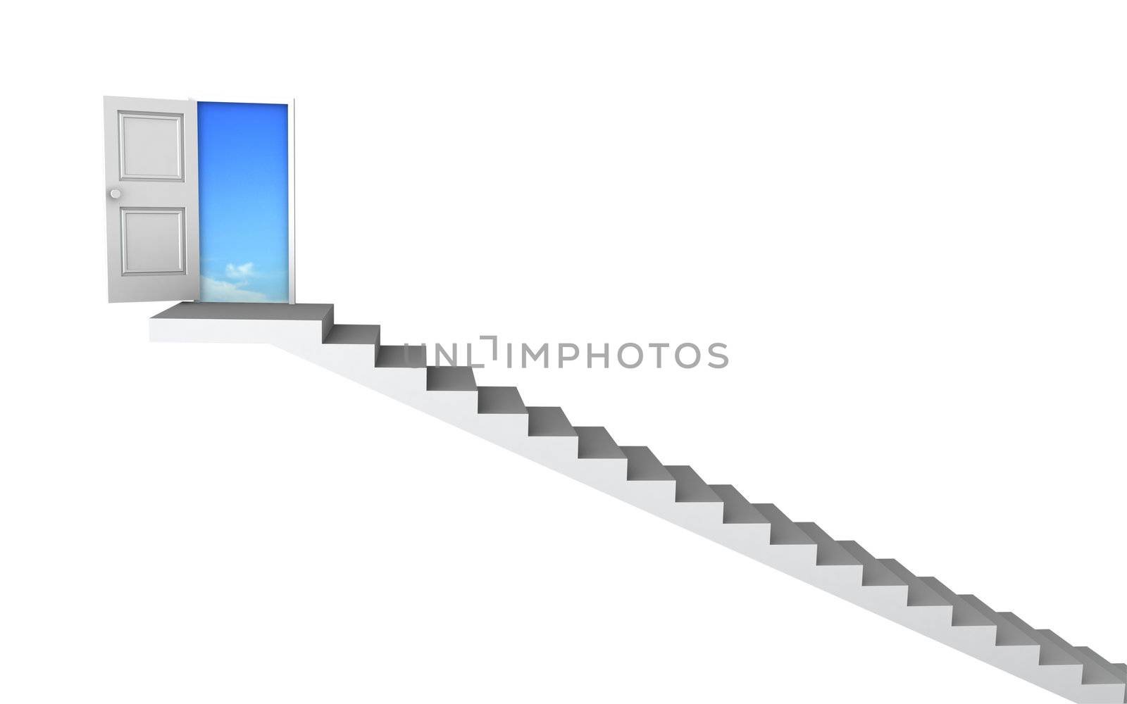 3D stairs up to clean sky with clipping path by cienpies