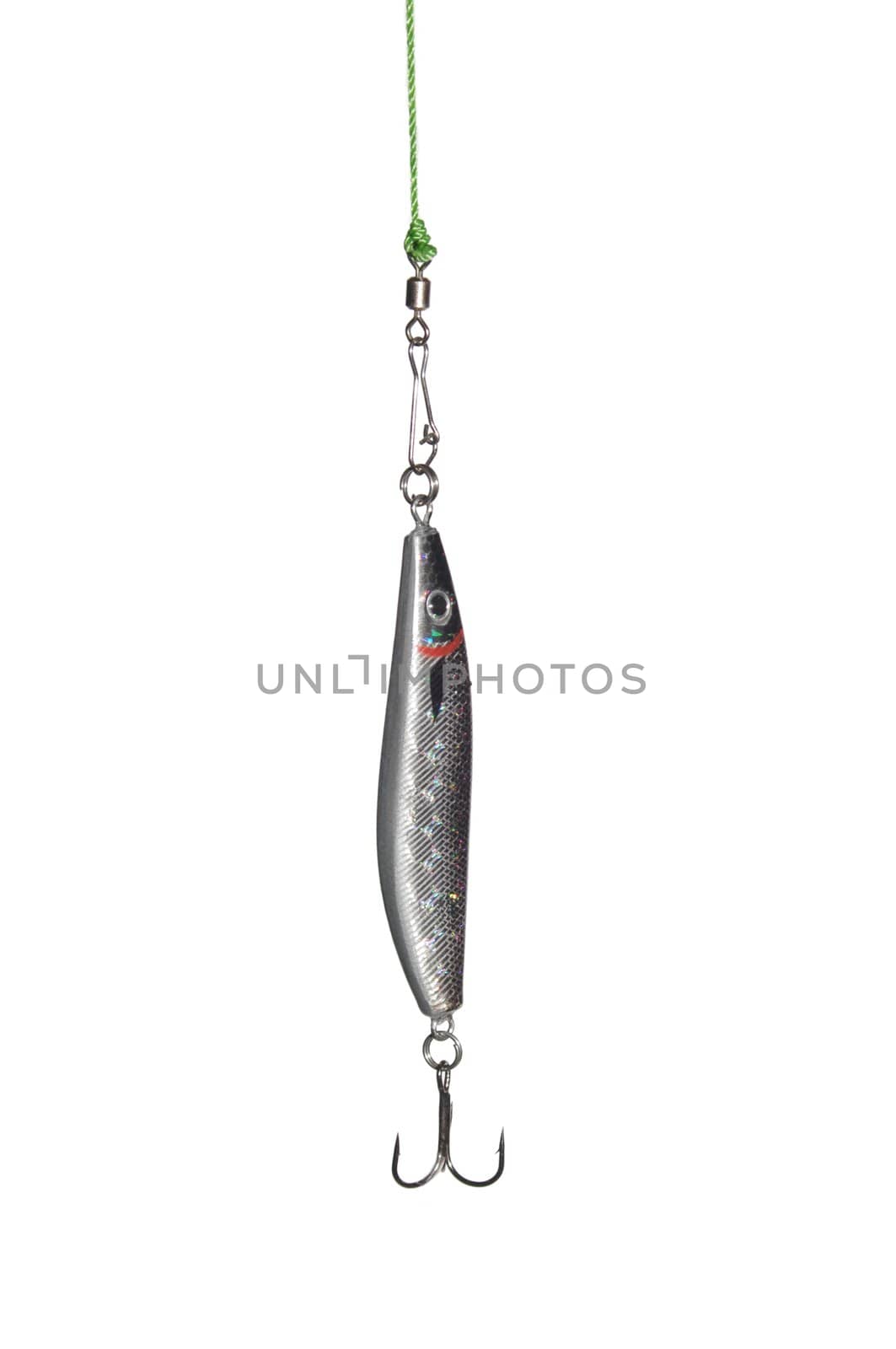 long wobbler for fishing on white background