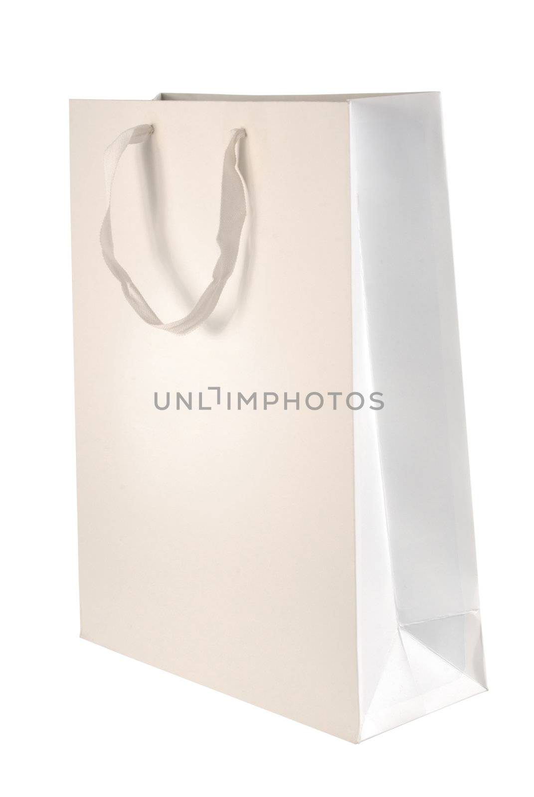 Cardboard shopping bag template isolated on white background. Included clipping path, so you can easily cut it out and place over the top of a design.