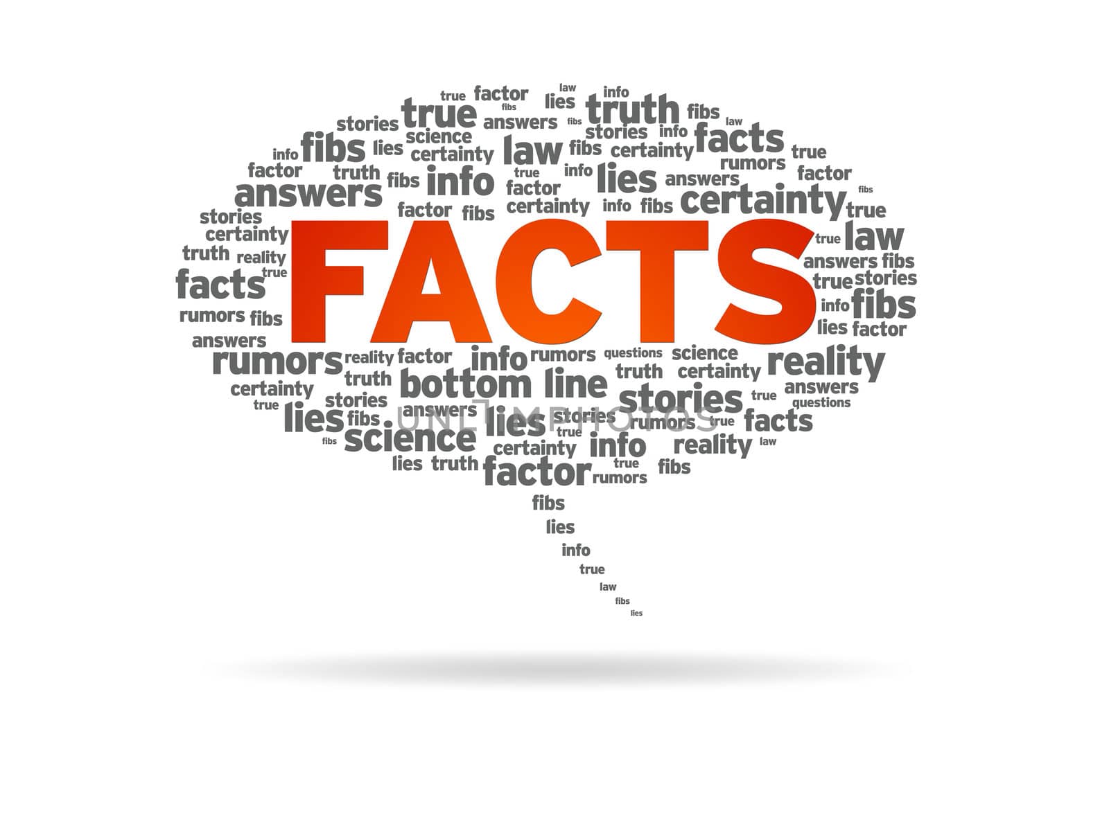 Speech bubble with the word facts on white background.