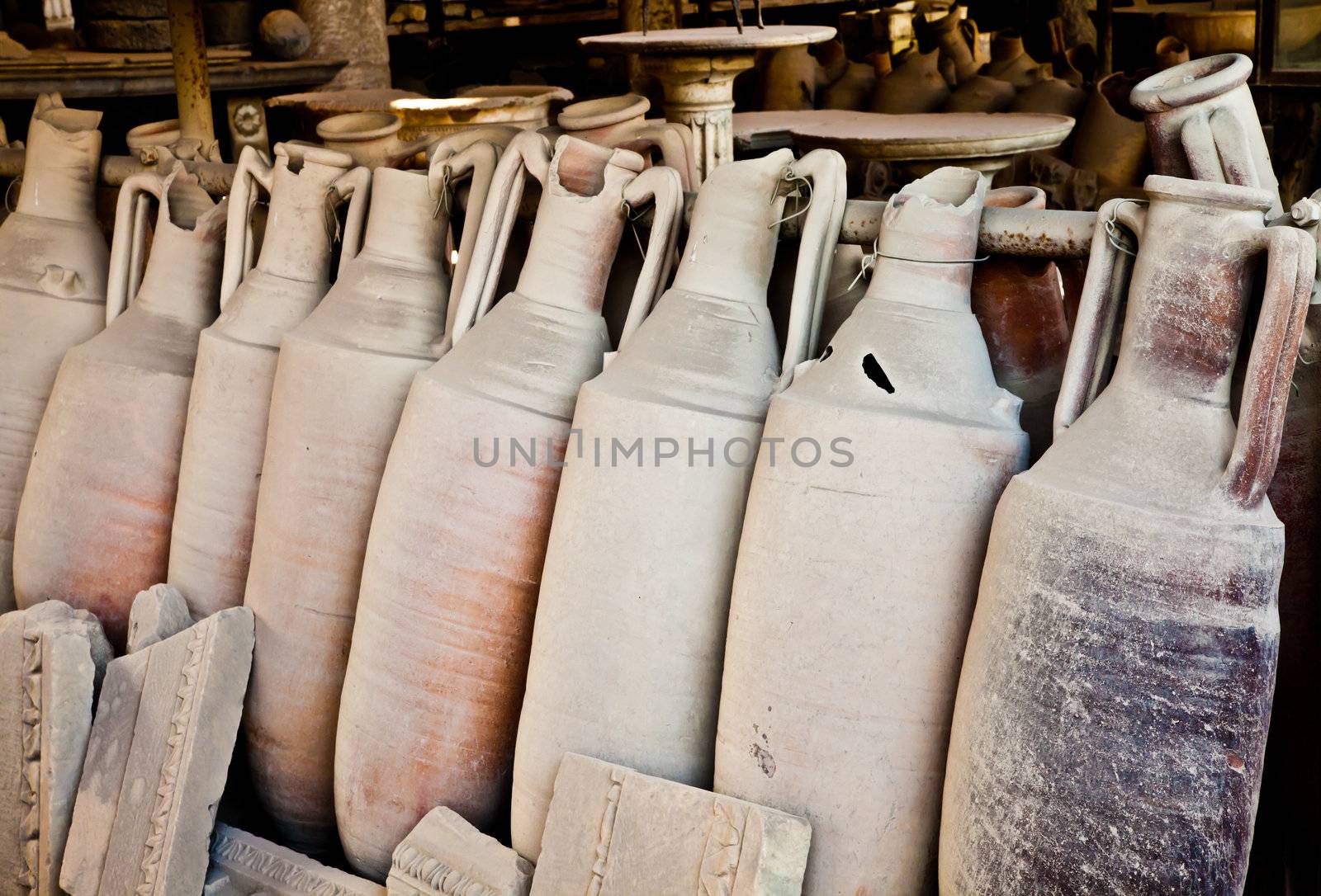 2200 years old amphoras for whine, Pompei site, Italy