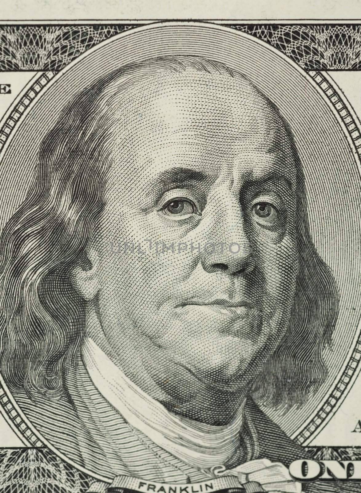 Close up view of pack dollar banknotes