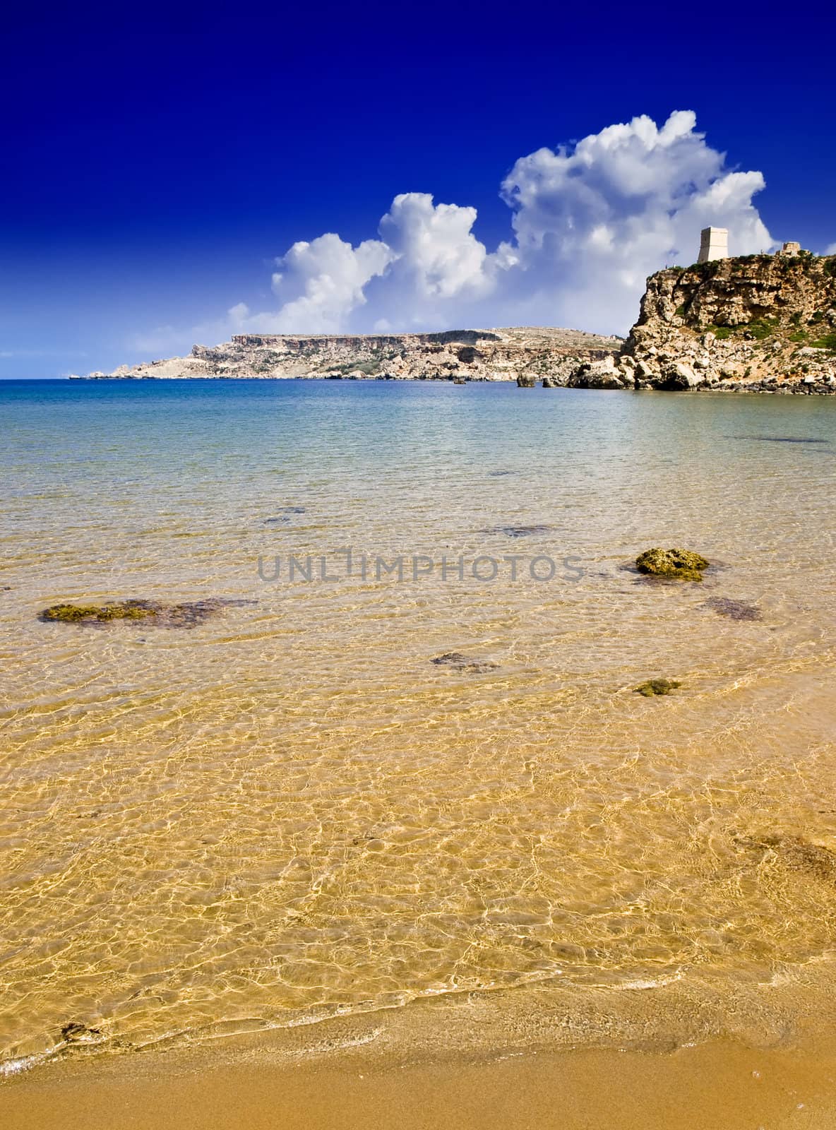 Beautiful Mediterranean beach on the island of Malta