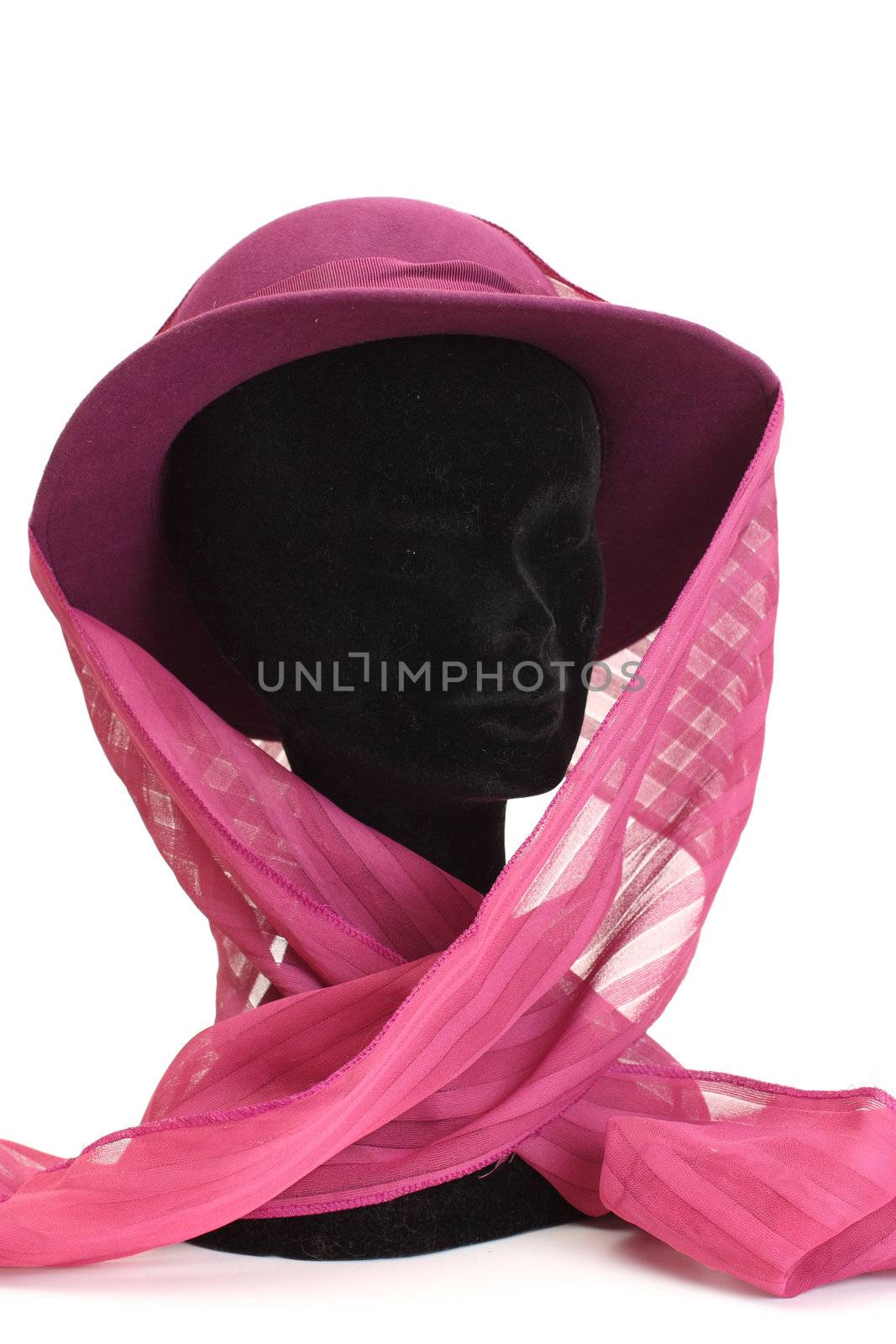 Head a dummy in a scarf isolated on white